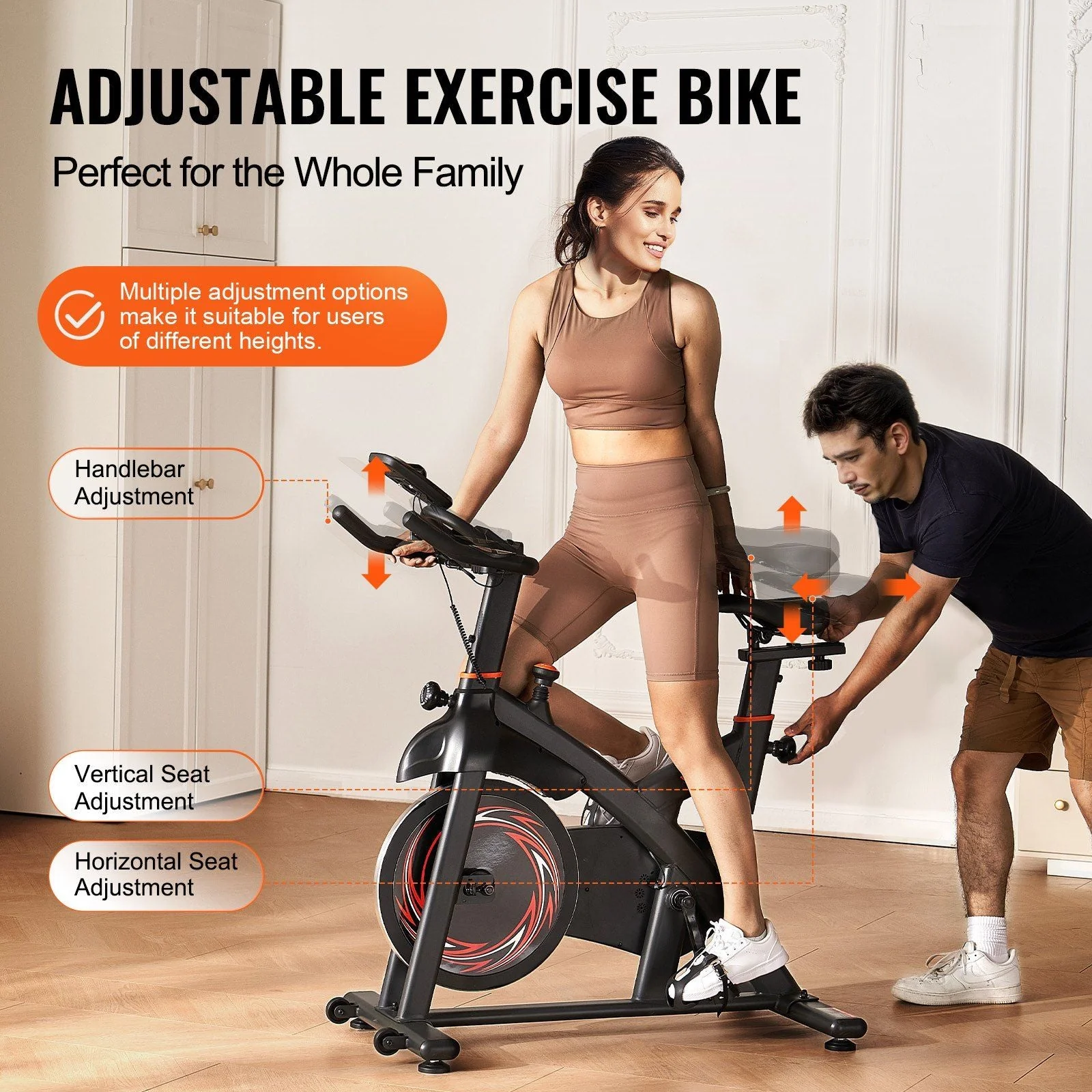Exercise Bike, Adjustable Magnetic Resistance Stationary Bike, Indoor Cycling Bike for Home Cardio, Workout Bike with Silent Belt Drive, Comfortable Seat Cushion, LCD Monitor, and Heavy Flywheel - Image 6