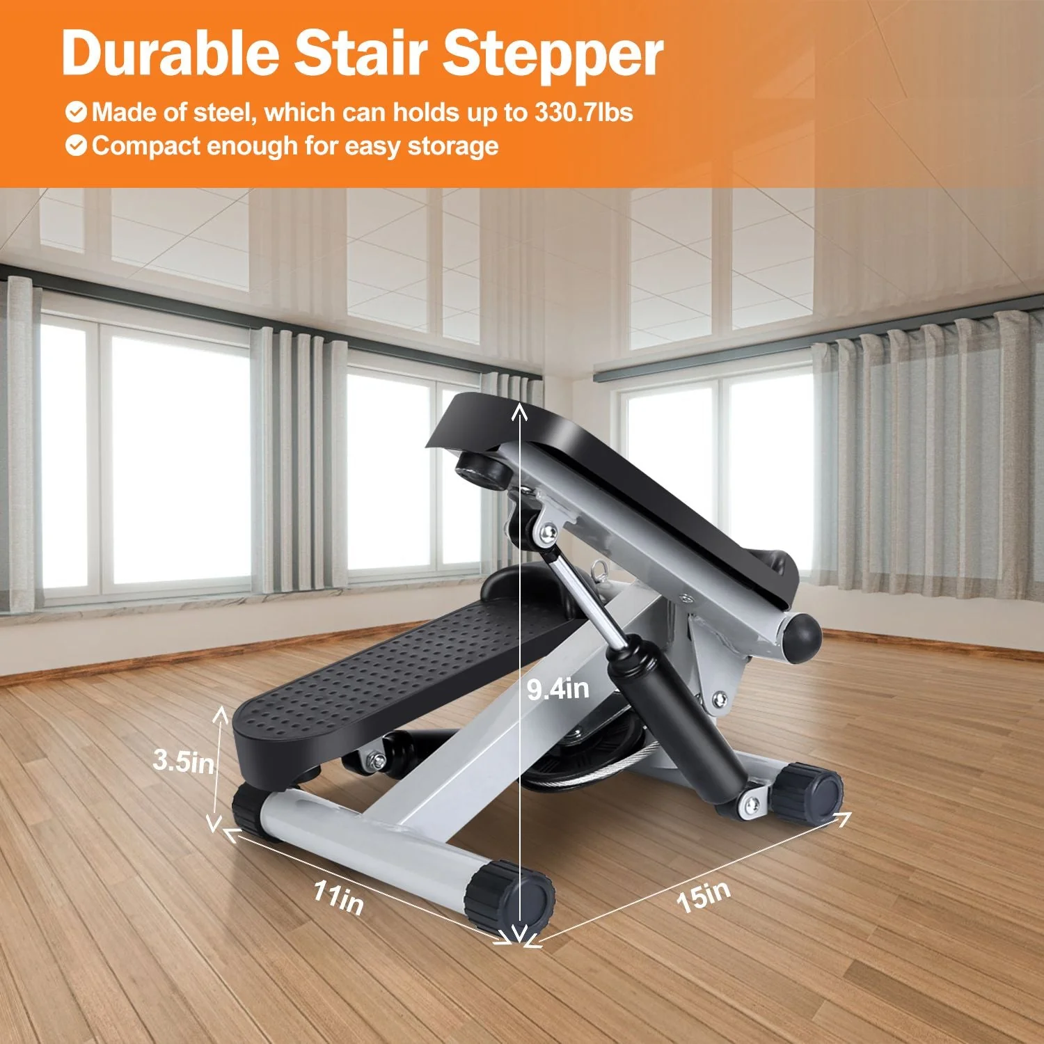 Exercise Stepper for Women Mini Fitness Stepper with 2 Resistance Bands LCD Monitor Max 330.7LBS Load Stair Stepper Quiet Stepper - Image 3