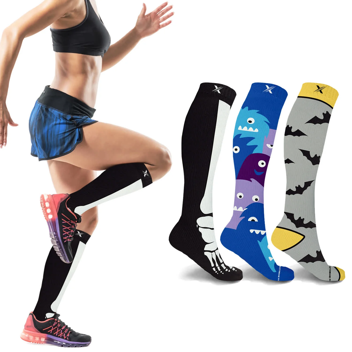 Extreme Fit 3-Pairs Halloween Themed Knee High Compression Socks - Image 4