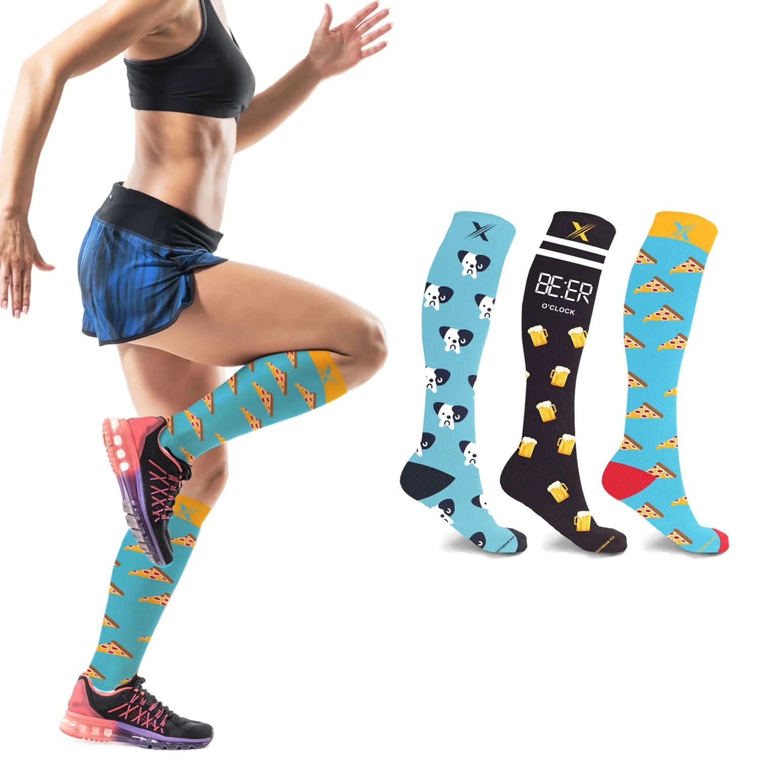 Extreme Fit 3-Pairs Unisex Fun and Expressive Compression Socks - Image 2