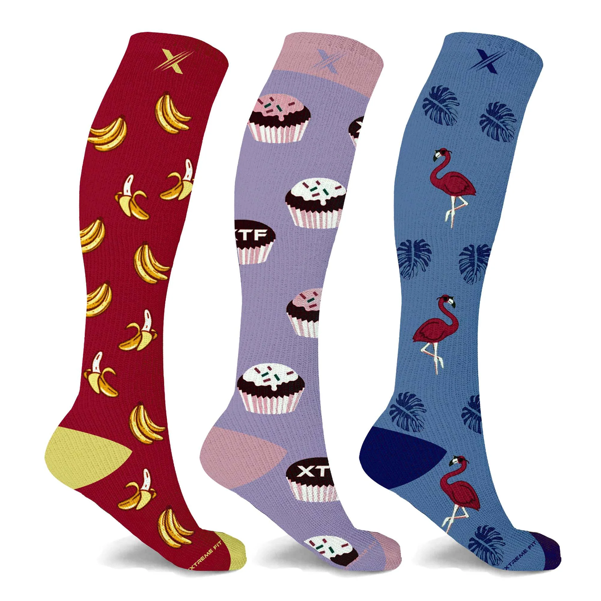Extreme Fit 3-Pairs Unisex Fun and Expressive Compression Socks - Image 3