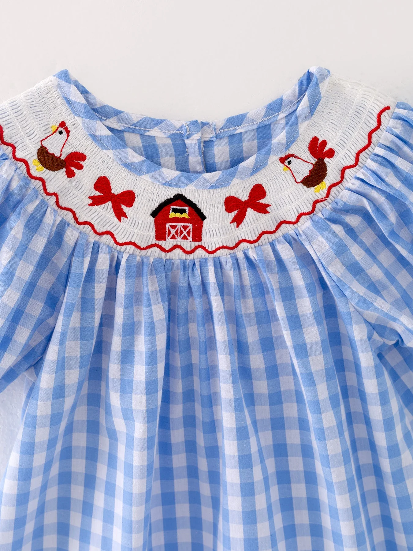 Farm Blue Smocking Embroidered Girls Dress - Image 4