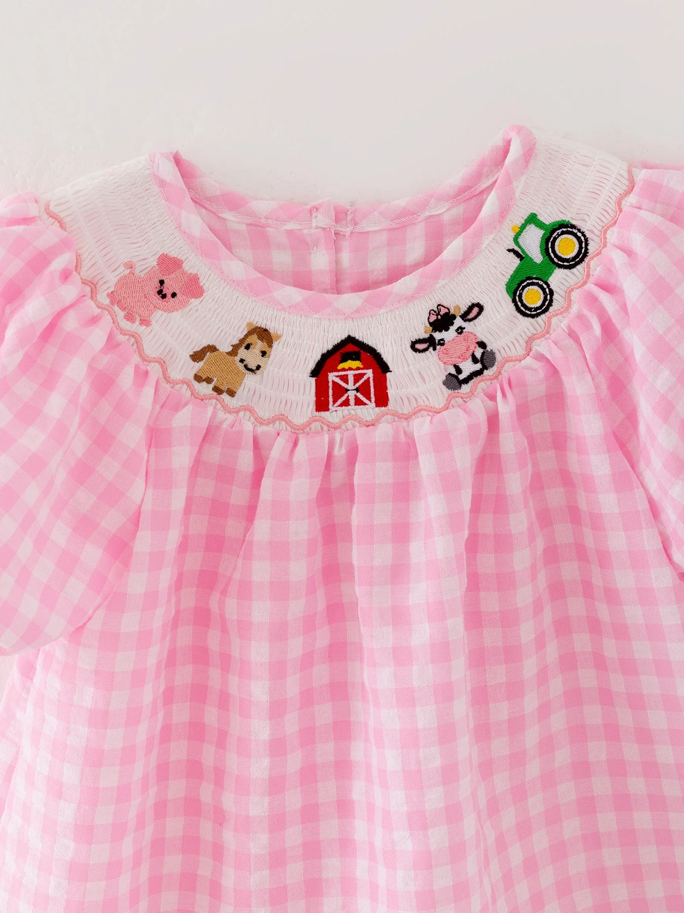Farm Pink Smocking Embroidered Girls Dress - Image 4