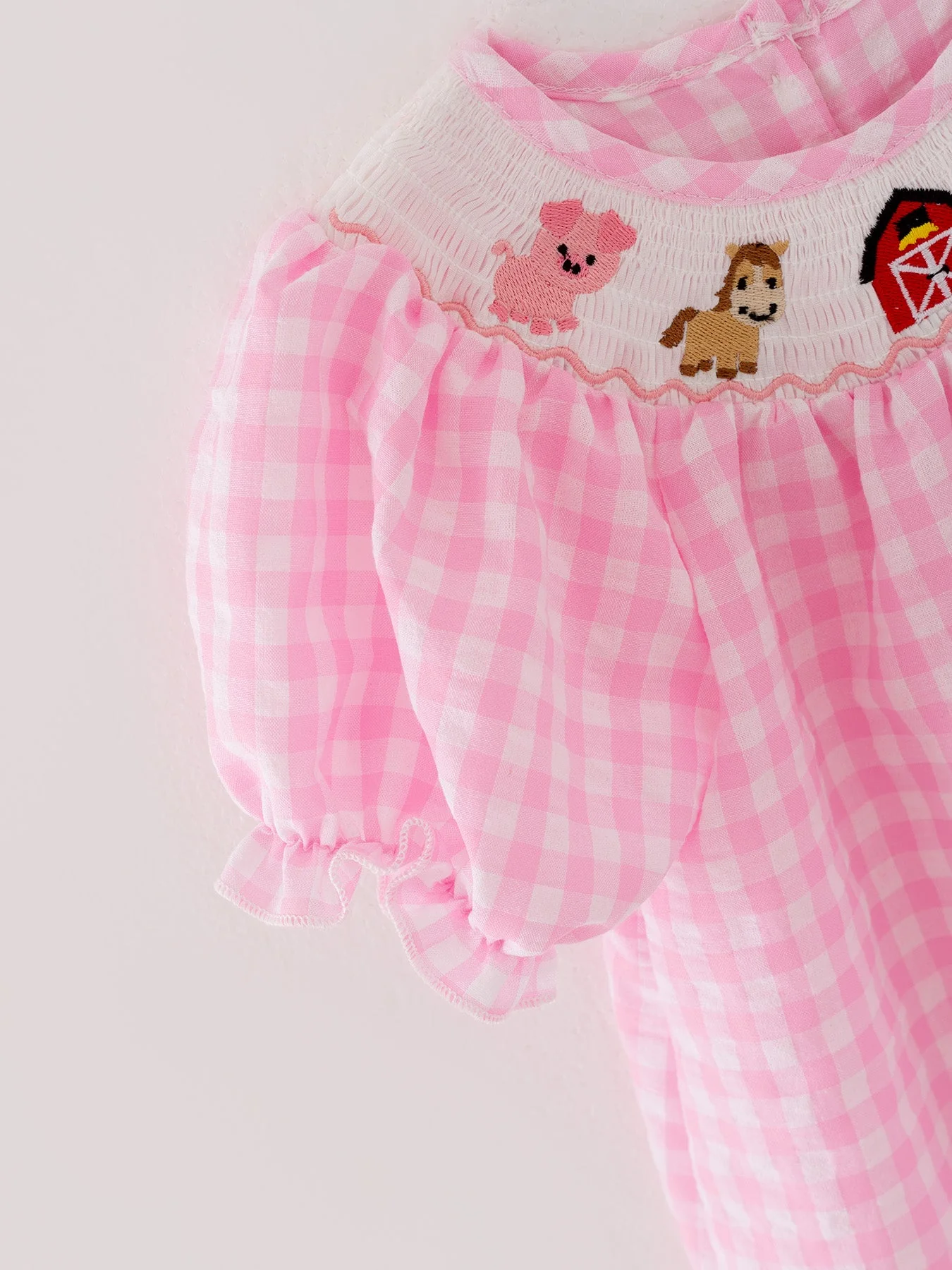 Farm Pink Smocking Embroidered Girls Dress - Image 5