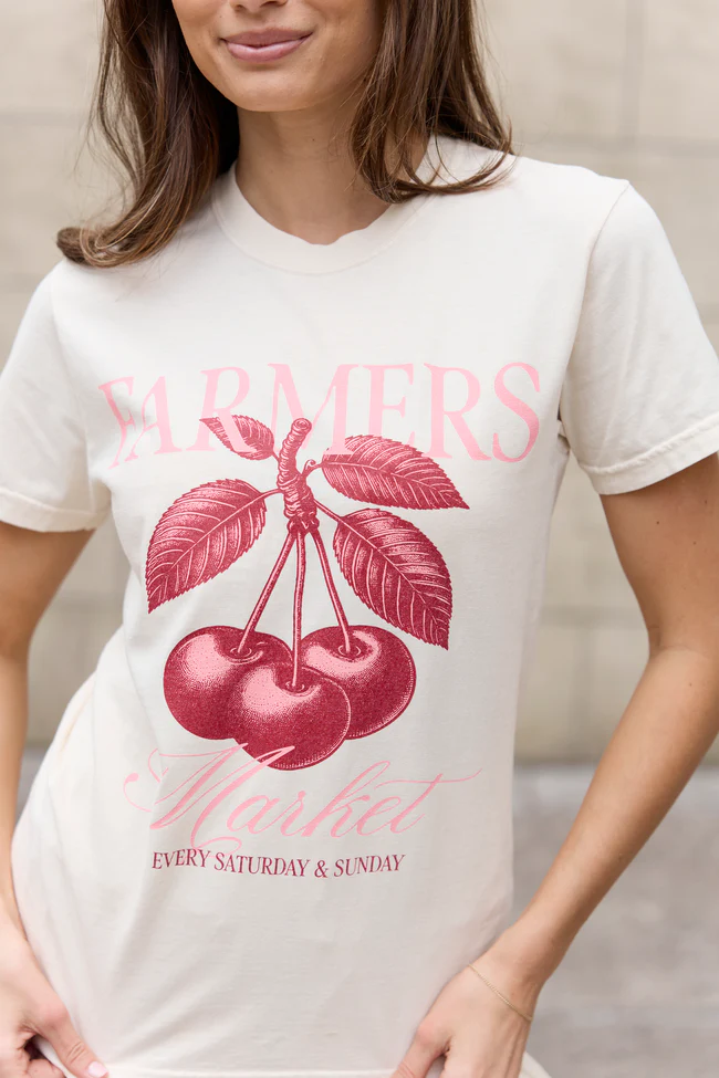 Farmers Market Cherries Ivory Graphic Tee - Image 4
