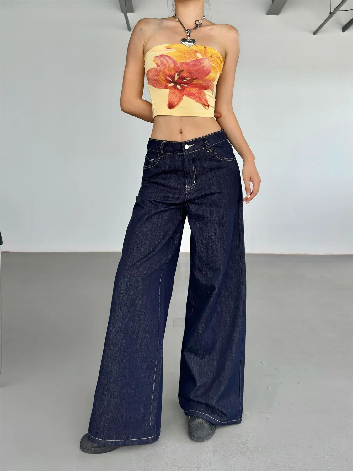 Fashion American Retro Wide Leg Jeans For Women - Image 4