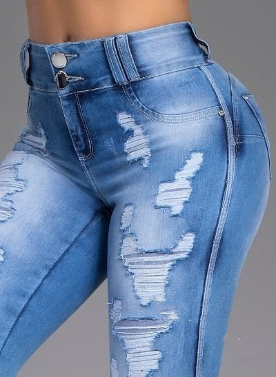 Fashion Ripped Women's Skinny Feet High Waist Jeans - Image 2