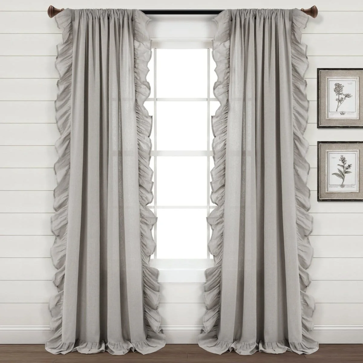 Faux Linen Ruffle Window Curtain Panel - Image 11