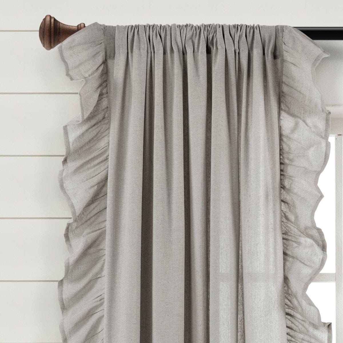 Faux Linen Ruffle Window Curtain Panel - Image 12