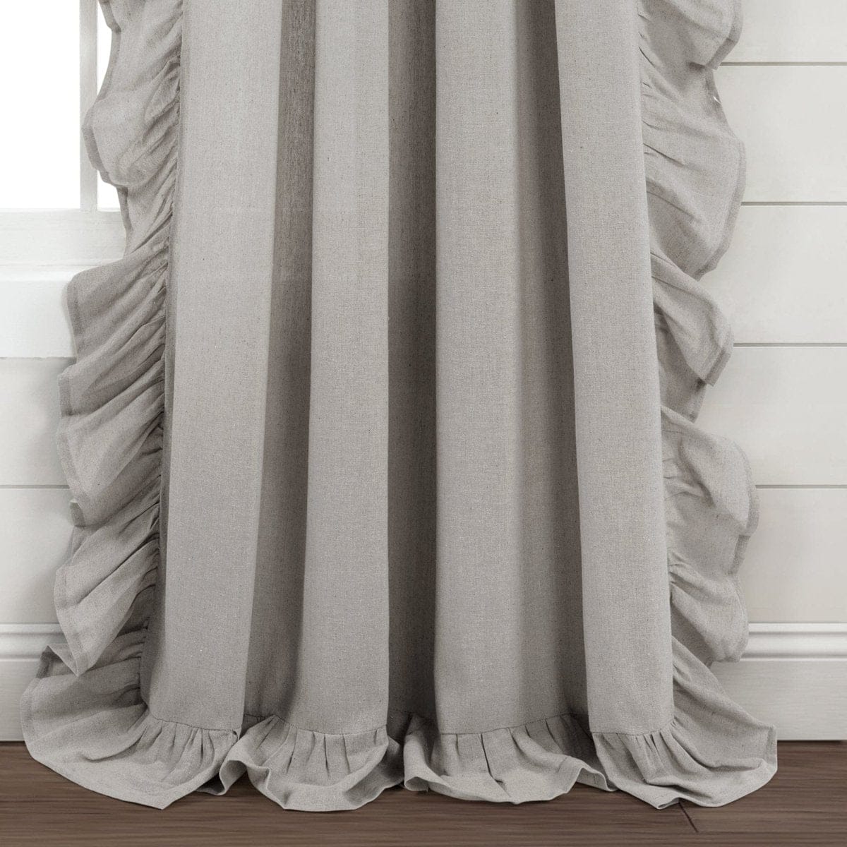 Faux Linen Ruffle Window Curtain Panel - Image 14