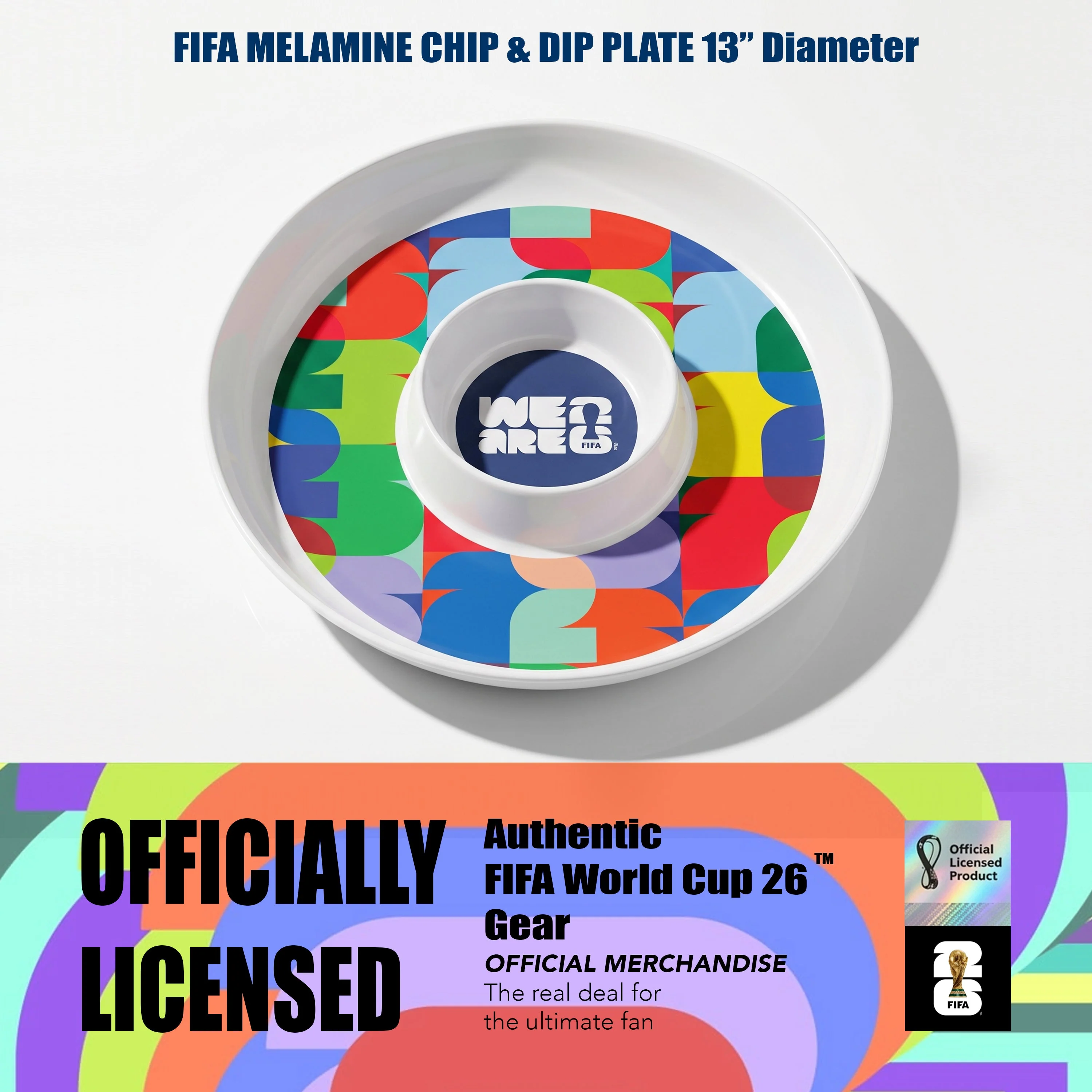 FIFA 26 Can Mex Us Melamine Chip & Dip 13"D - Image 3