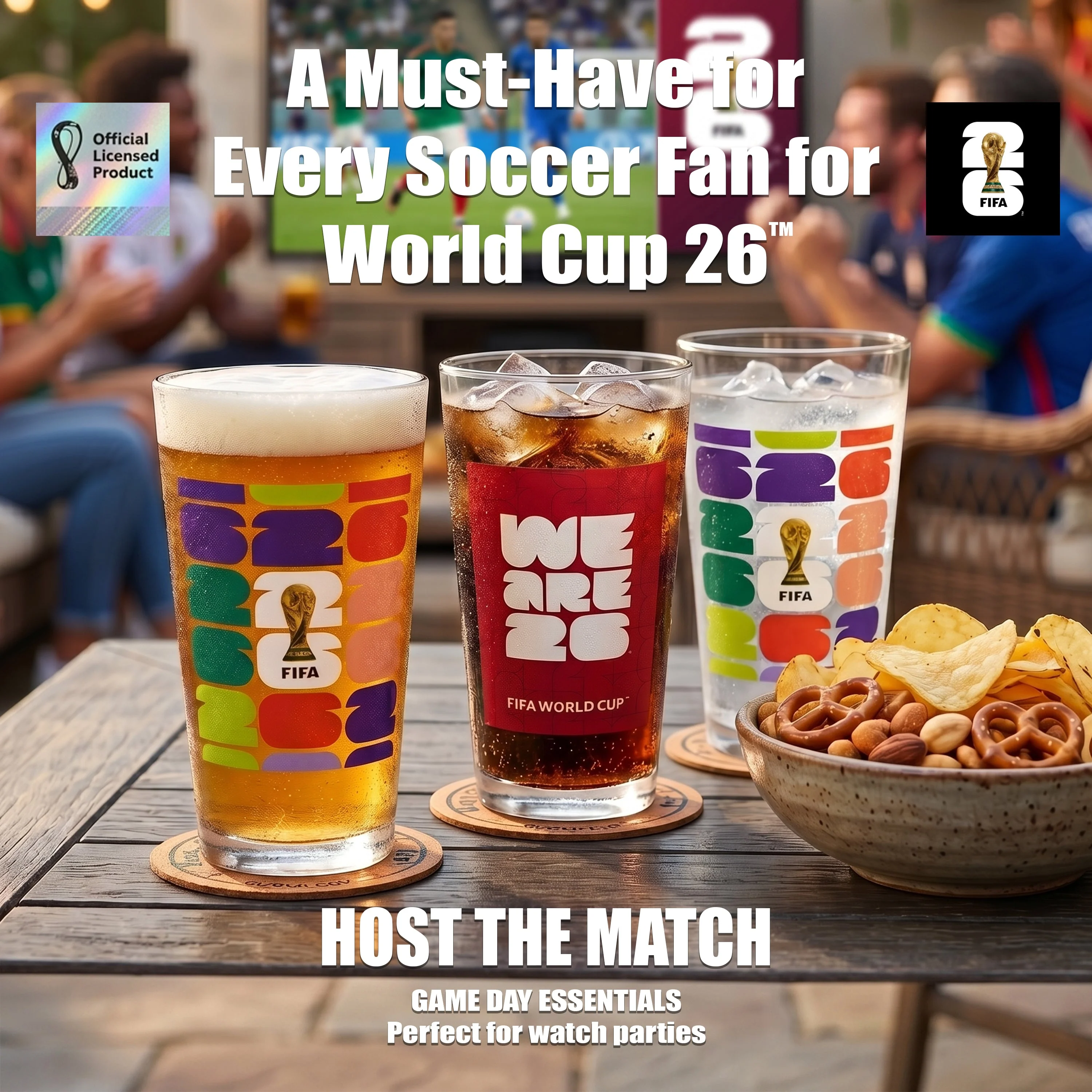 FIFA Trophy & We Are 26 Set of 2 Glass Highballs 16 OZ. - Image 3