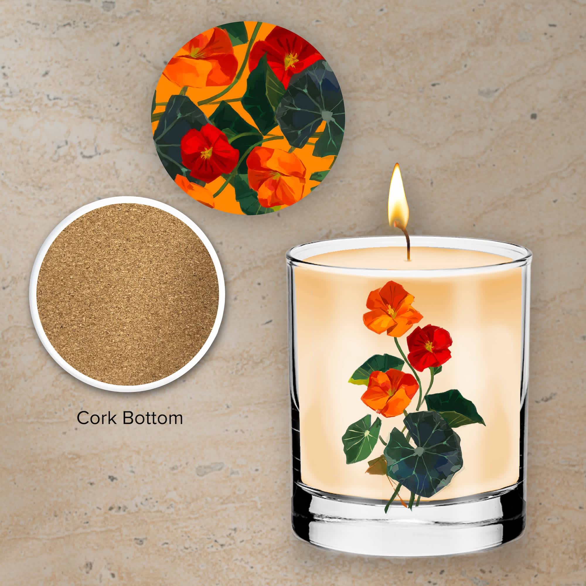 Fire Flower - 11 oz Cinnamon Orange Candle & Coaster Set - Image 2