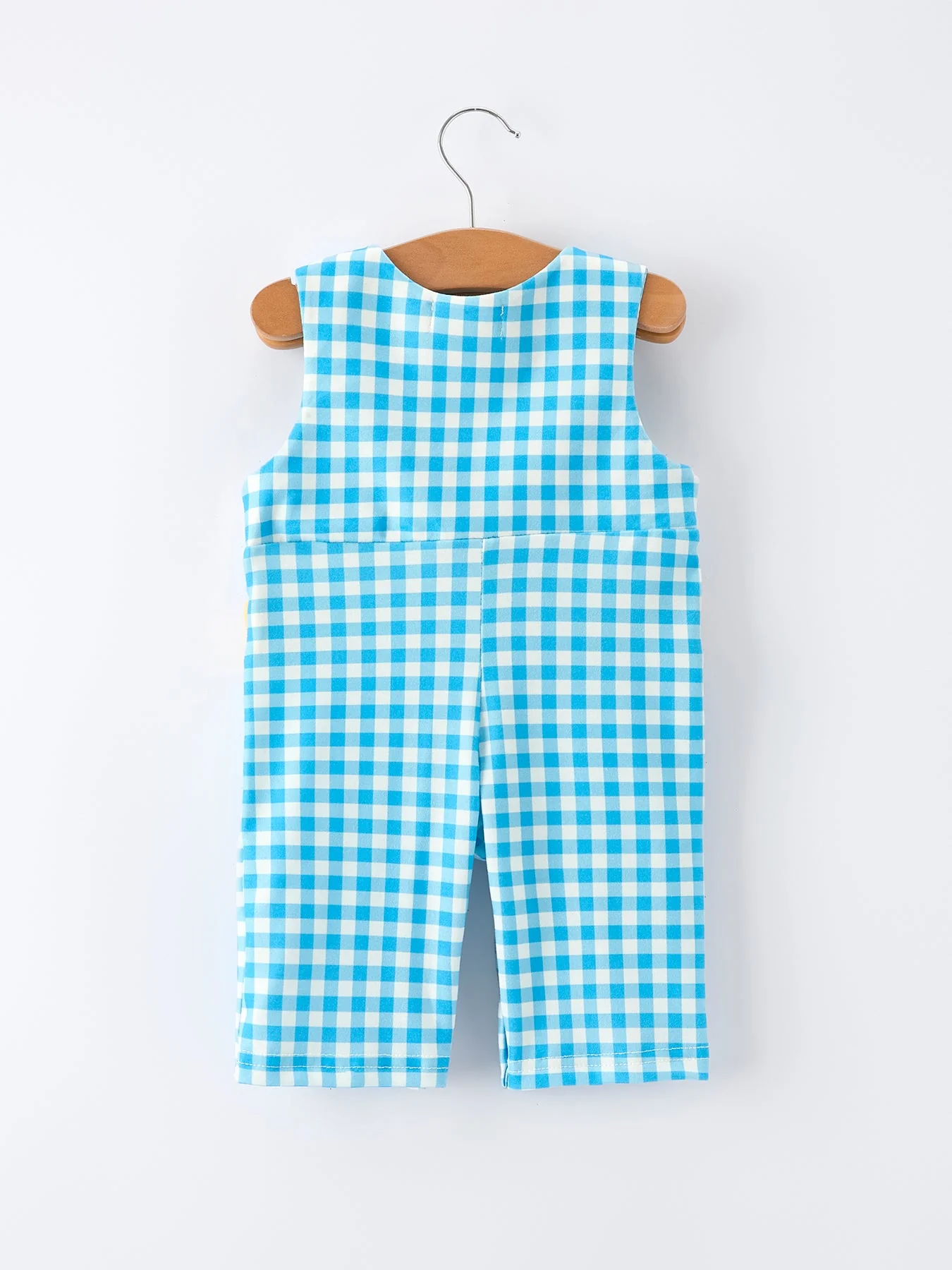 Fish Embroidery Smocking Plaid Baby Boy Romper - Image 2