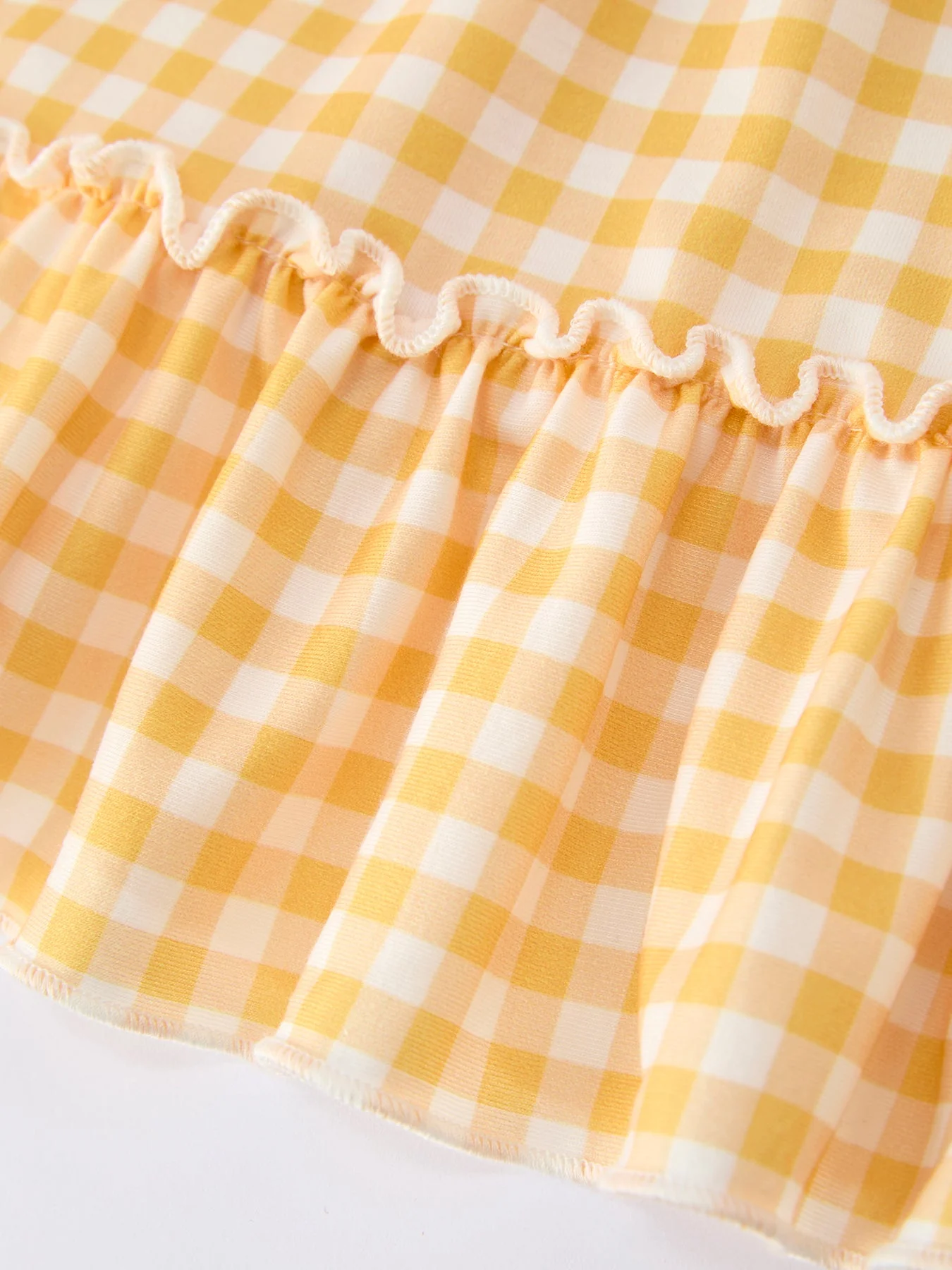 Fish Embroidery Smocking Plaid Girls' Dress - Image 5