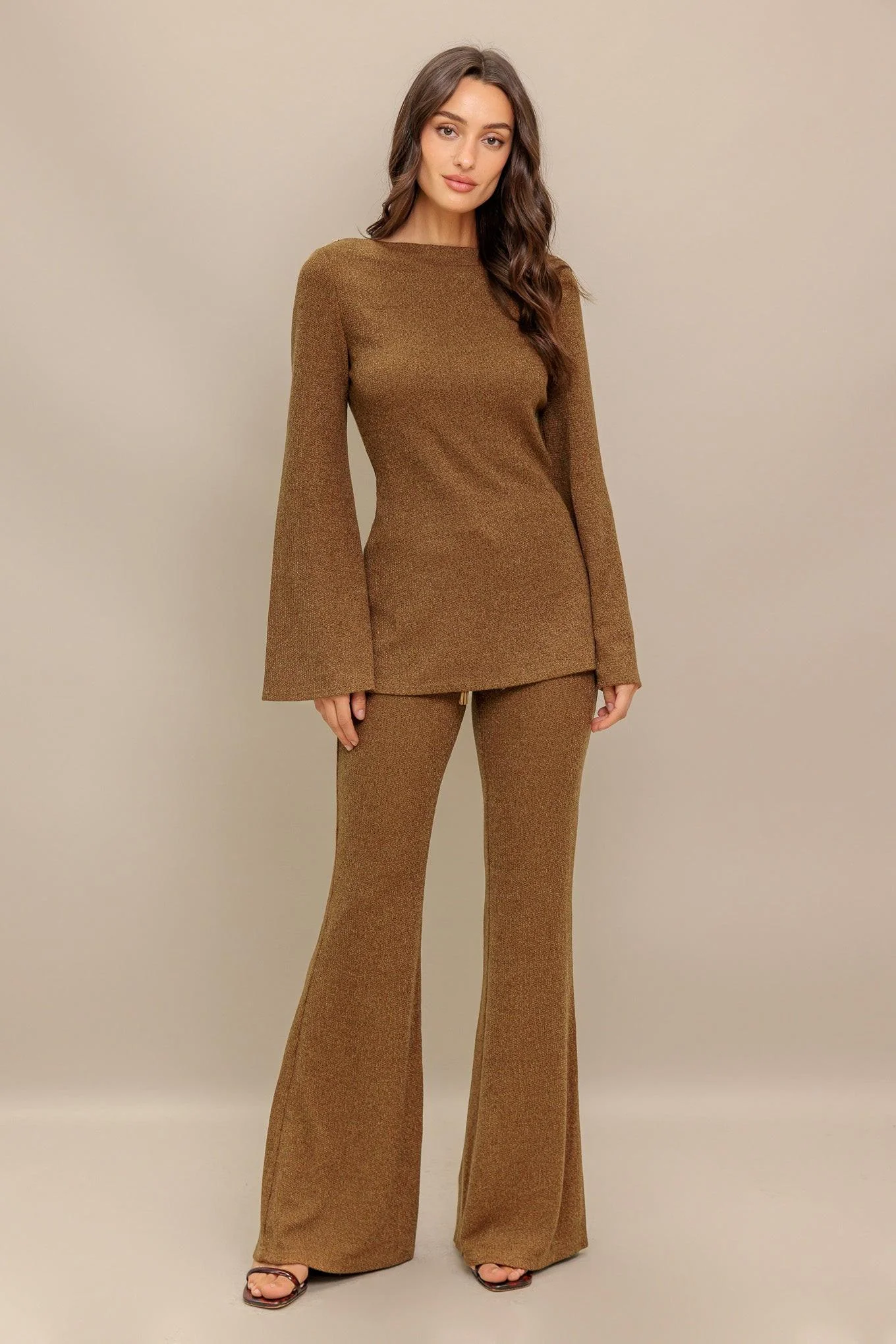 Flare Touch Solid Knit Pants - Image 2