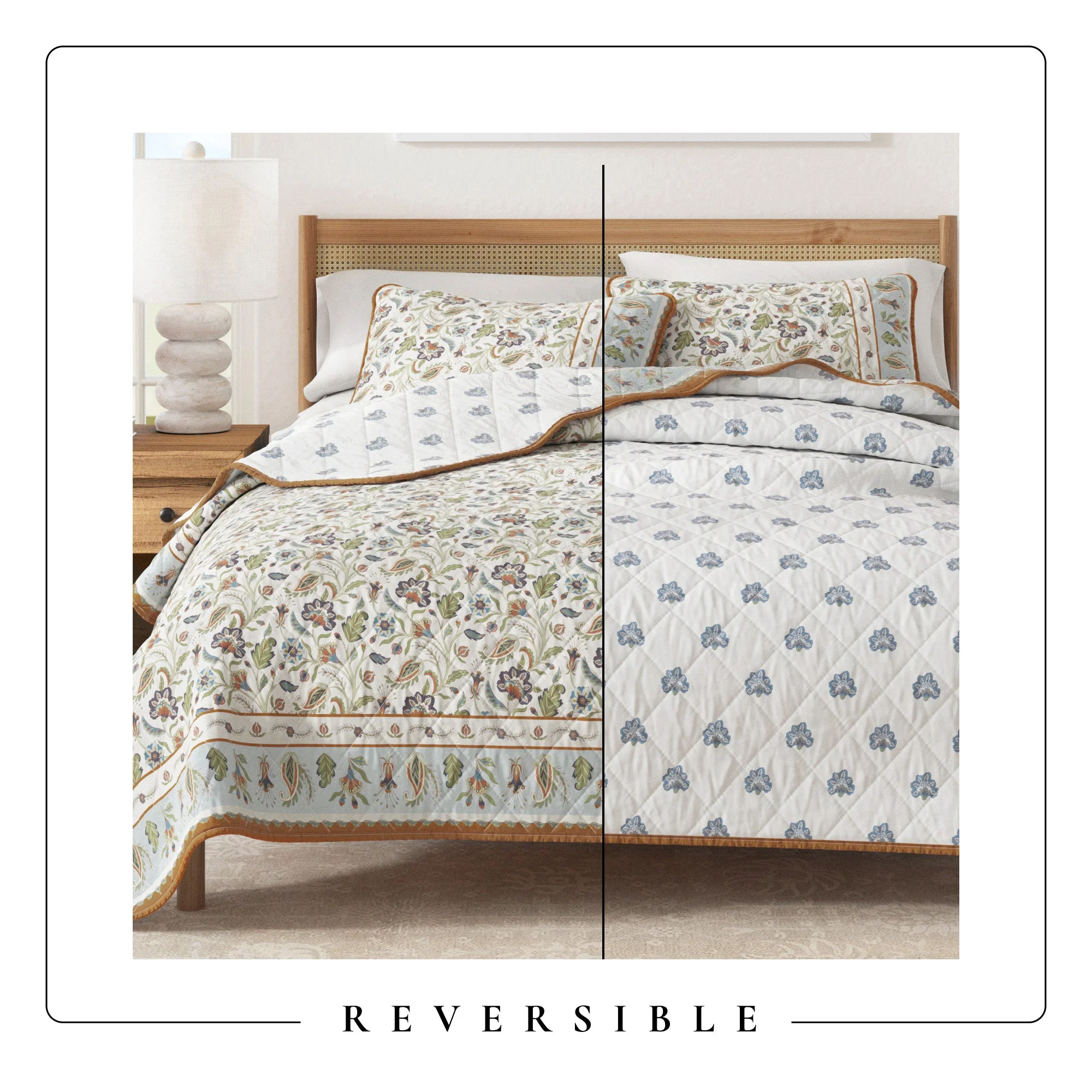 Floral Boho Printed Cotton Quilt Set - Indira Collection - Image 5