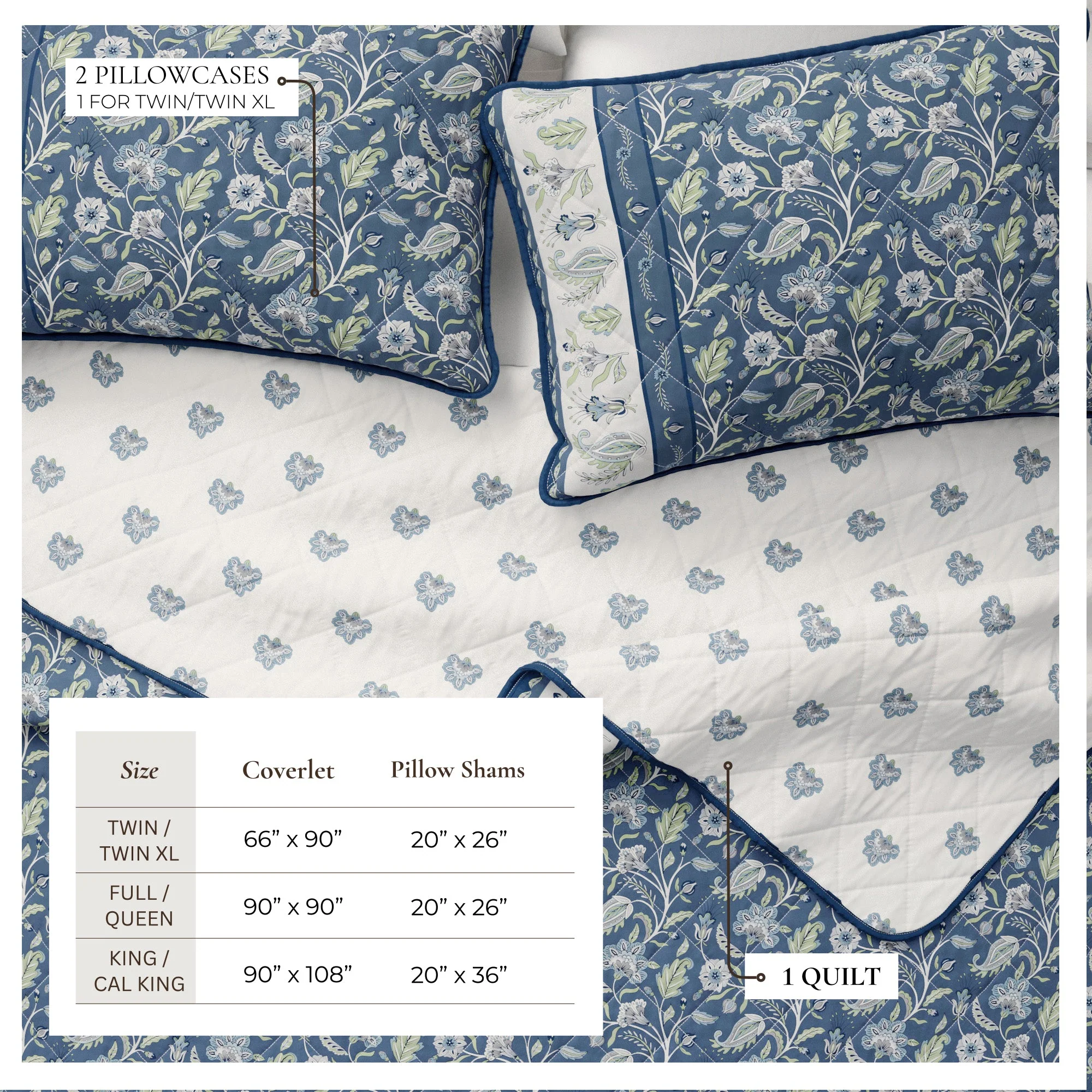 Floral Boho Printed Cotton Quilt Set - Indira Collection - Image 9