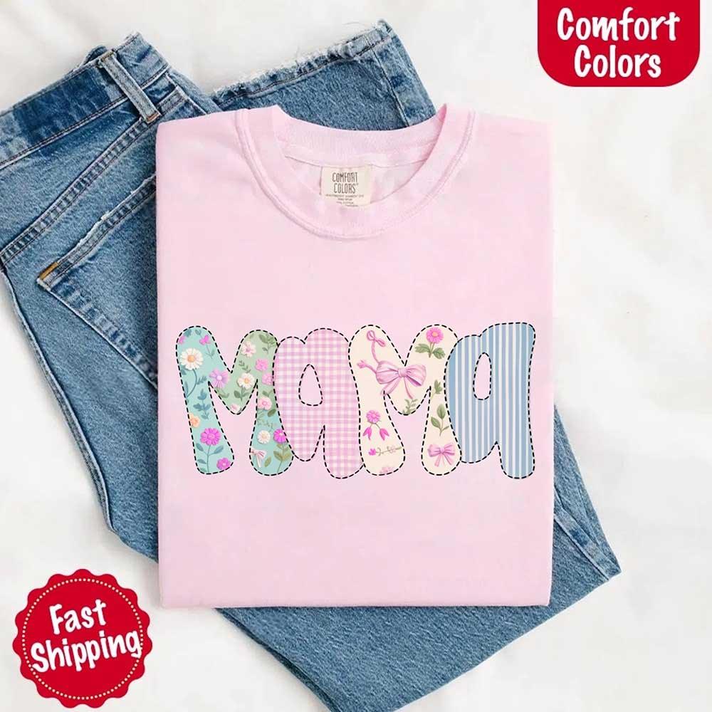 Floral Mama Comfort Colors Tee – Spring Mom Shirt or Mother’s Day Gift - Image 12