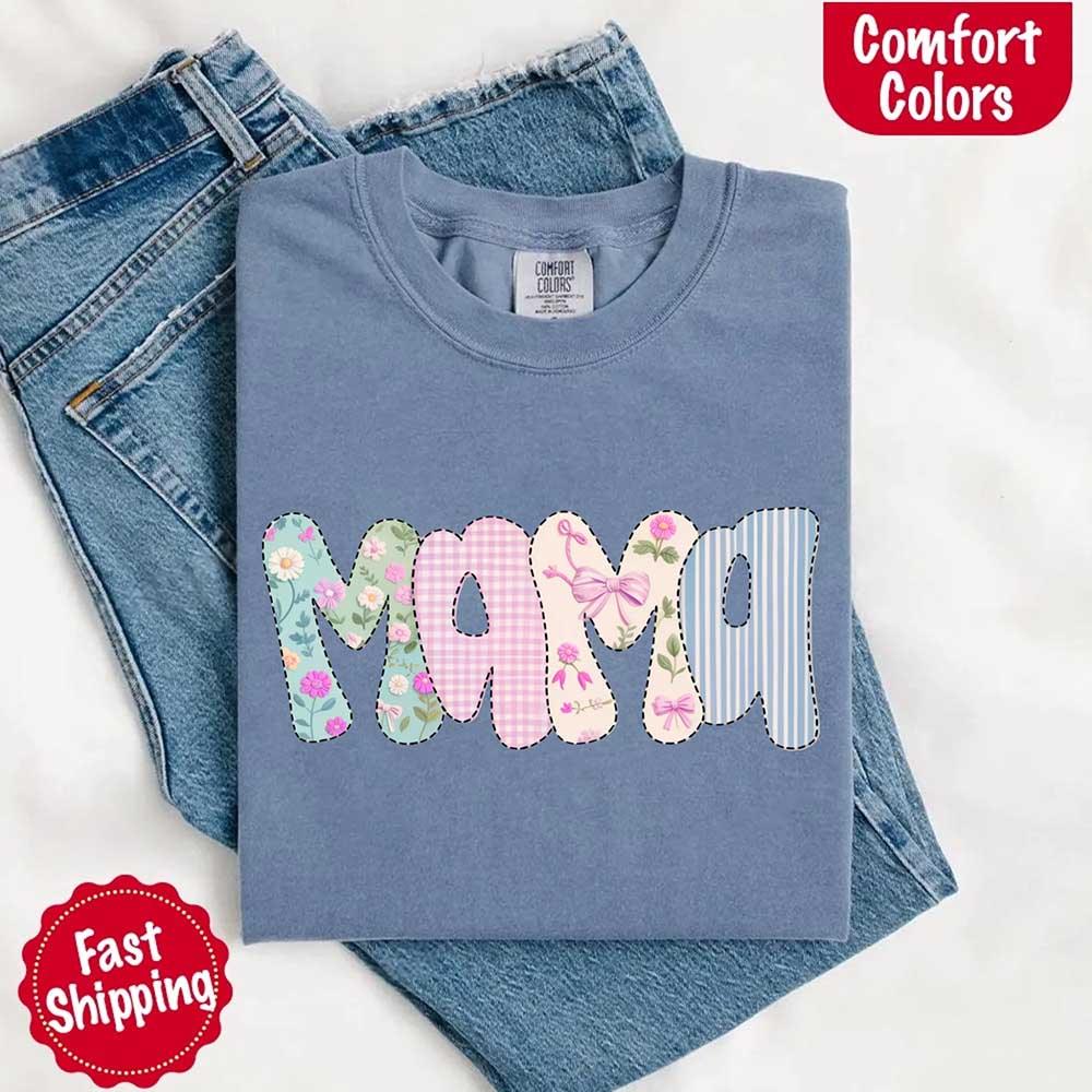Floral Mama Comfort Colors Tee – Spring Mom Shirt or Mother’s Day Gift - Image 14