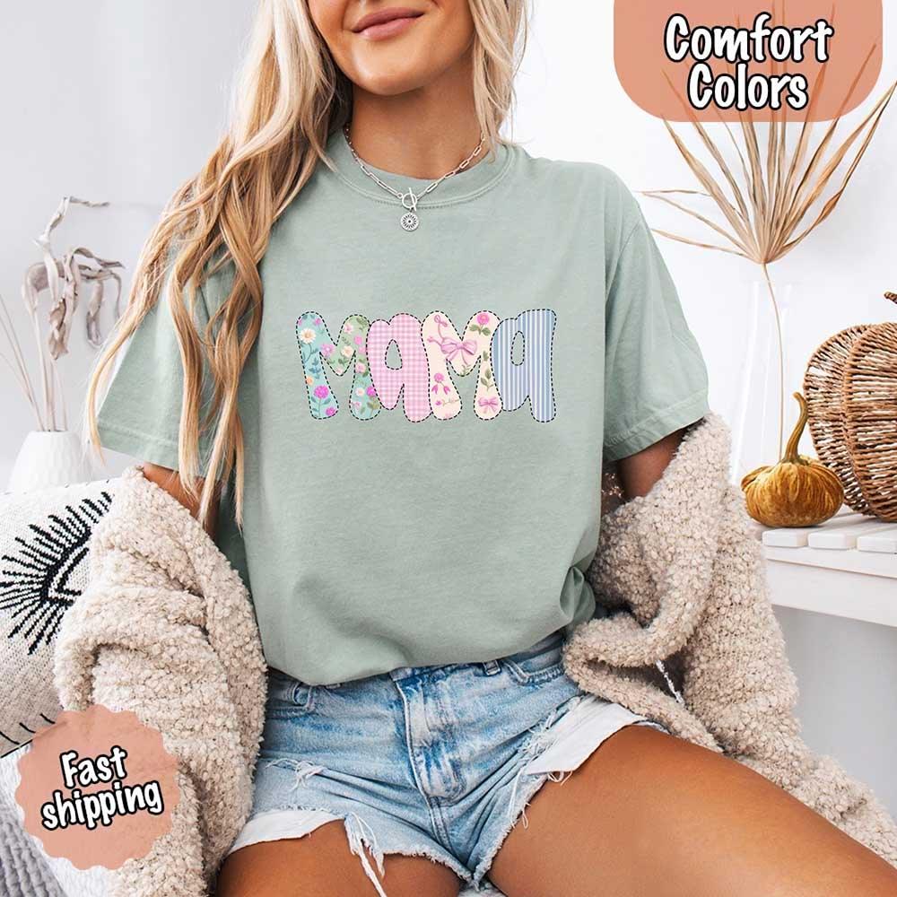 Floral Mama Comfort Colors Tee – Spring Mom Shirt or Mother’s Day Gift - Image 18