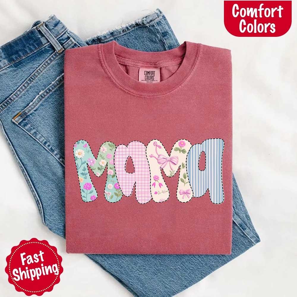 Floral Mama Comfort Colors Tee – Spring Mom Shirt or Mother’s Day Gift - Image 24