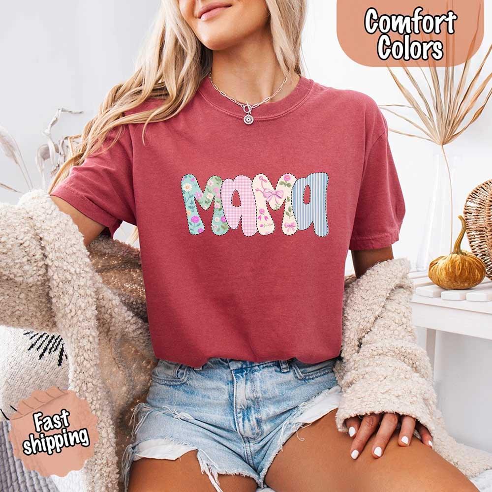 Floral Mama Comfort Colors Tee – Spring Mom Shirt or Mother’s Day Gift - Image 26