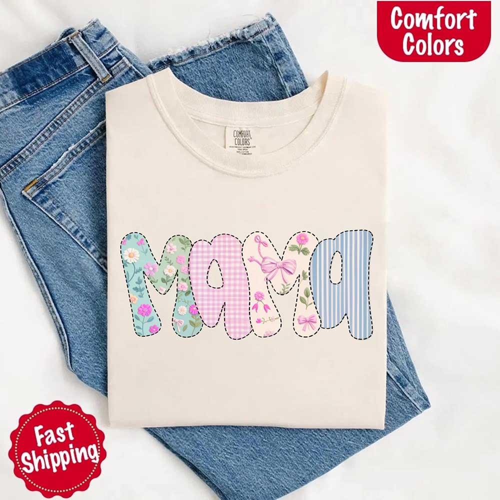 Floral Mama Comfort Colors Tee – Spring Mom Shirt or Mother’s Day Gift - Image 28