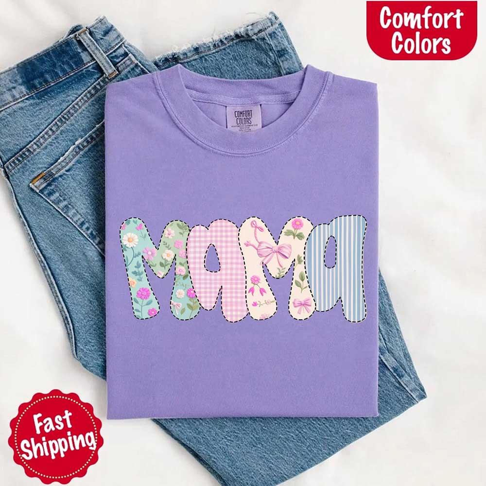 Floral Mama Comfort Colors Tee – Spring Mom Shirt or Mother’s Day Gift - Image 4