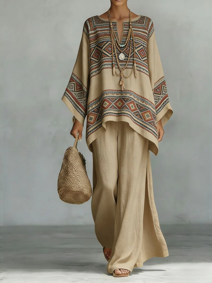 Floral Print Bamboo Linen Two-Piece Set | Wide-Leg Pants - Image 17