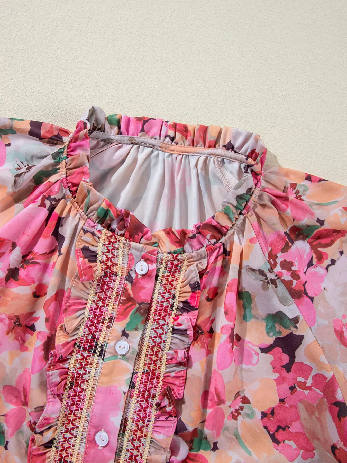 Floral Print Ruffle Trim Long Sleeve Shirt - Image 6