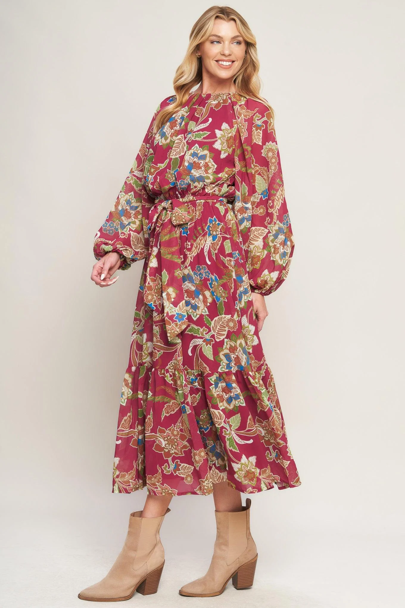 Florally Chic Woven Midi Dress - Image 4