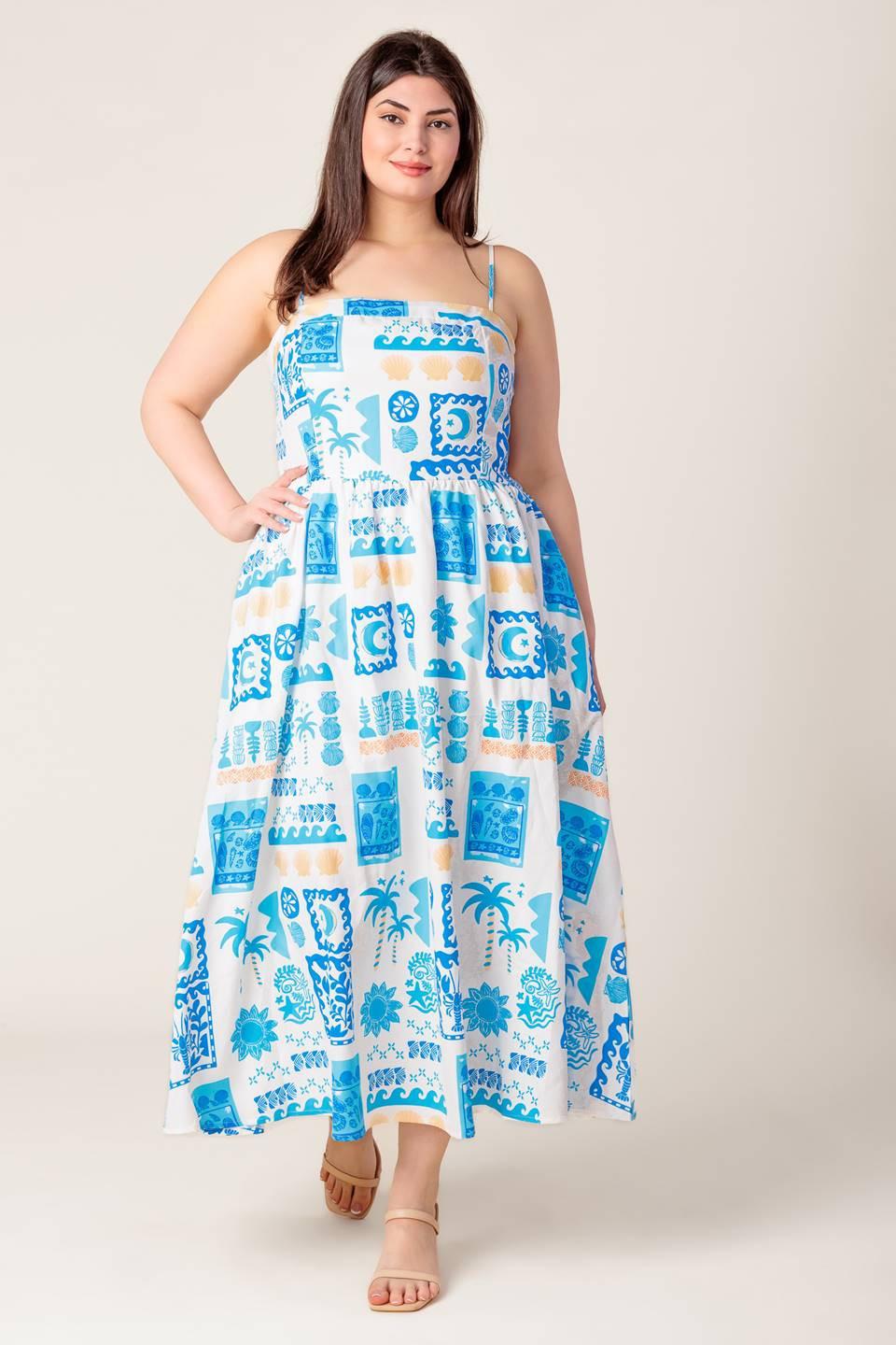 Flower Girl Blue Woven Midi Dress - Image 13