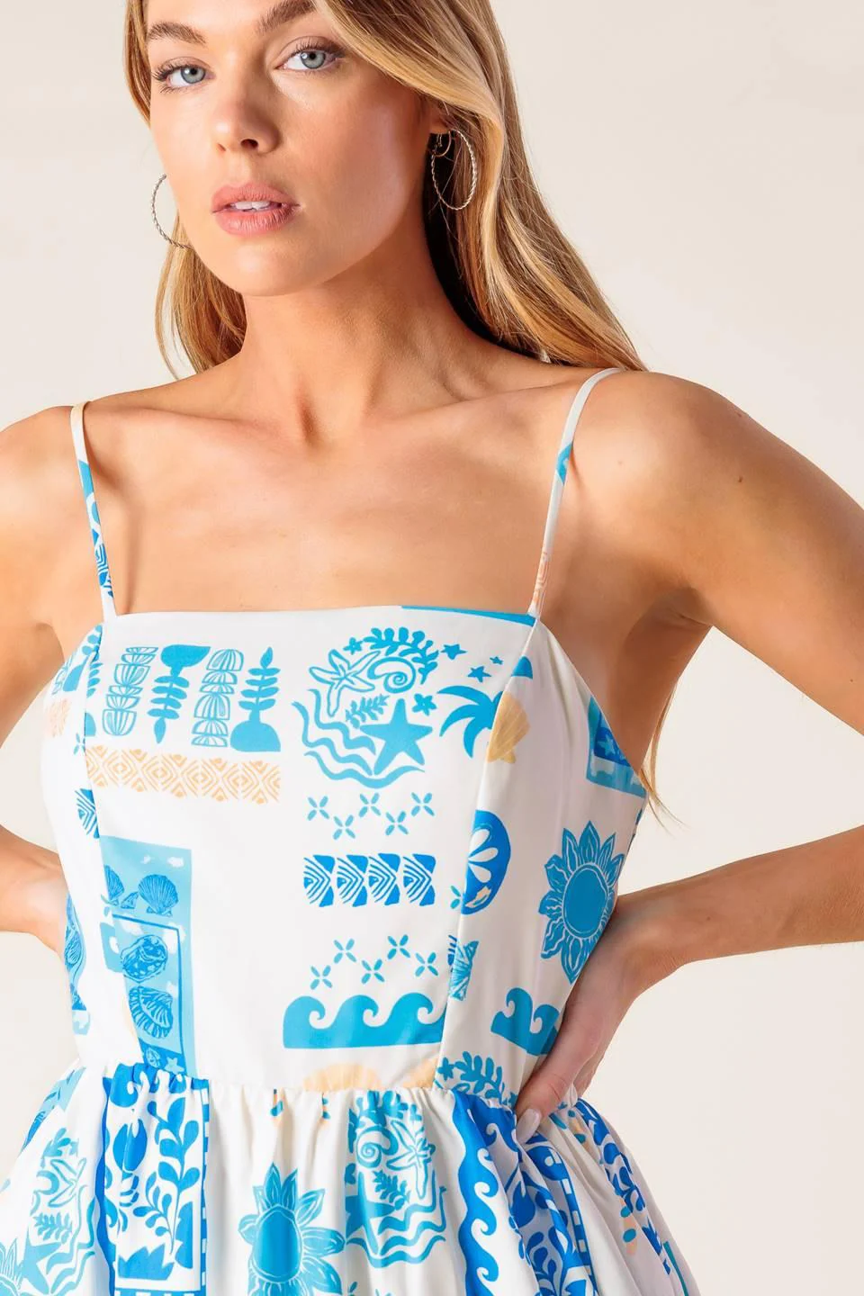 Flower Girl Blue Woven Midi Dress - Image 2