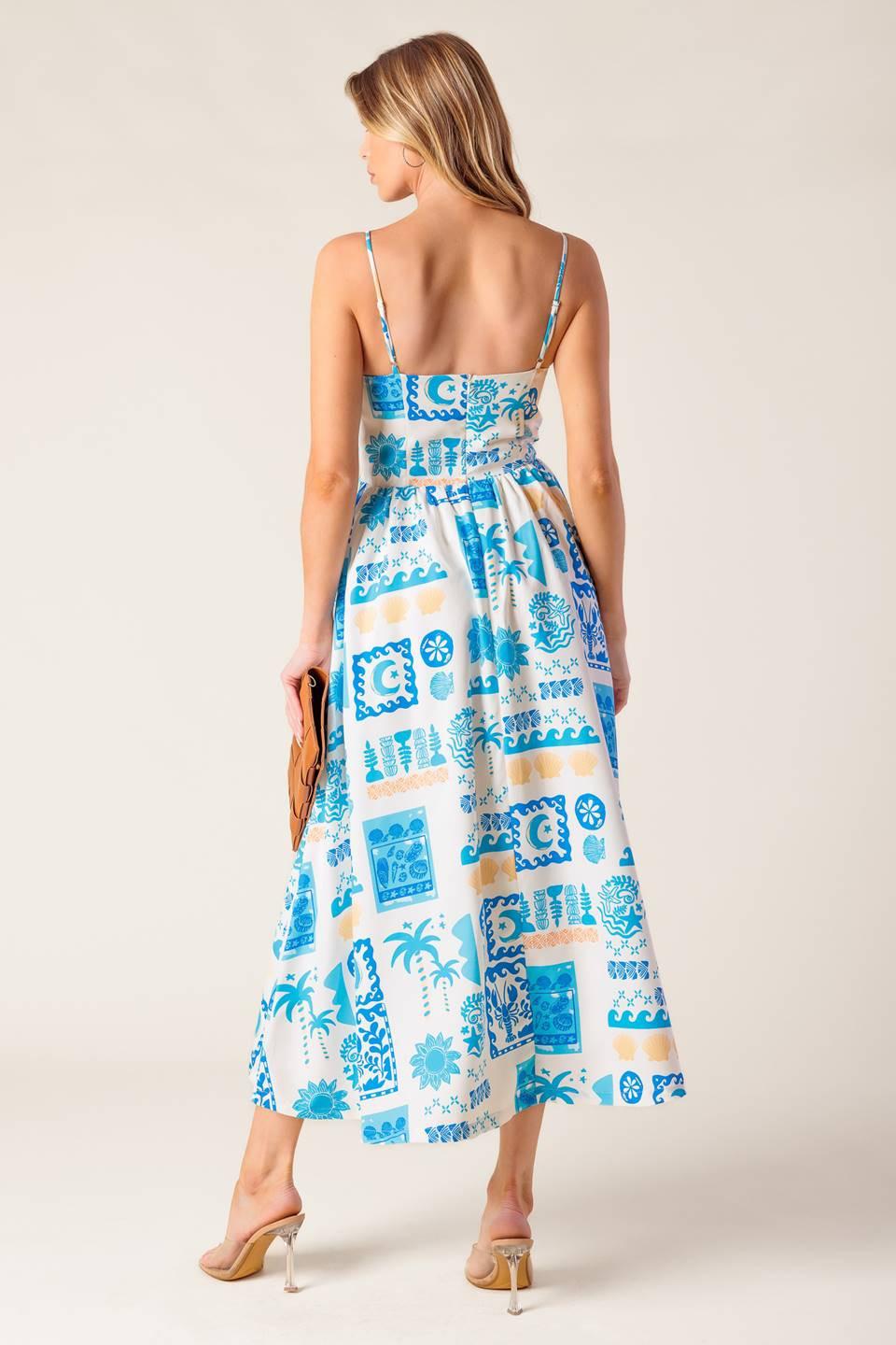 Flower Girl Blue Woven Midi Dress - Image 6