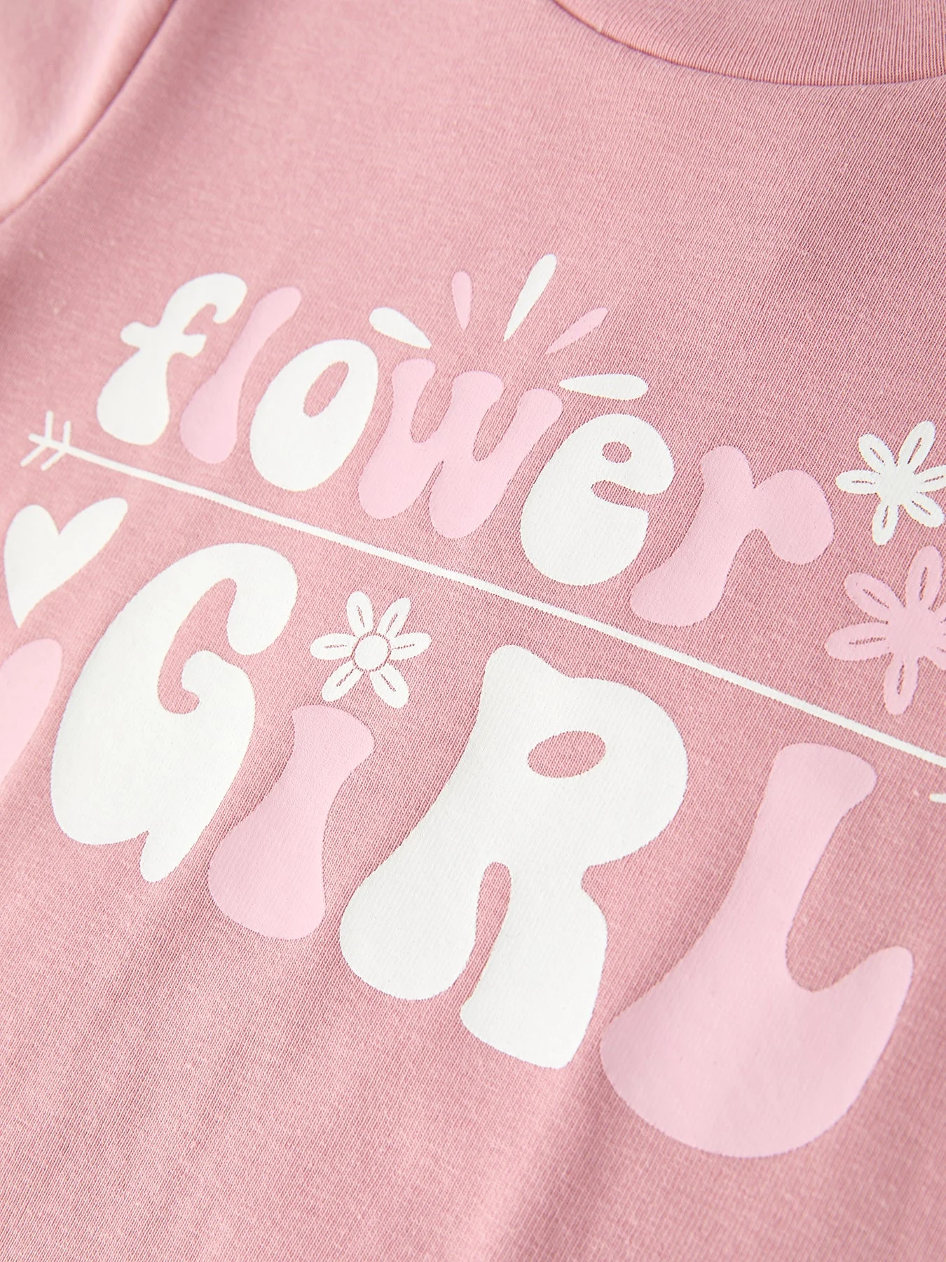 Flower Letter Girl Short Sleeve Top Denim Skirt Set - Image 4