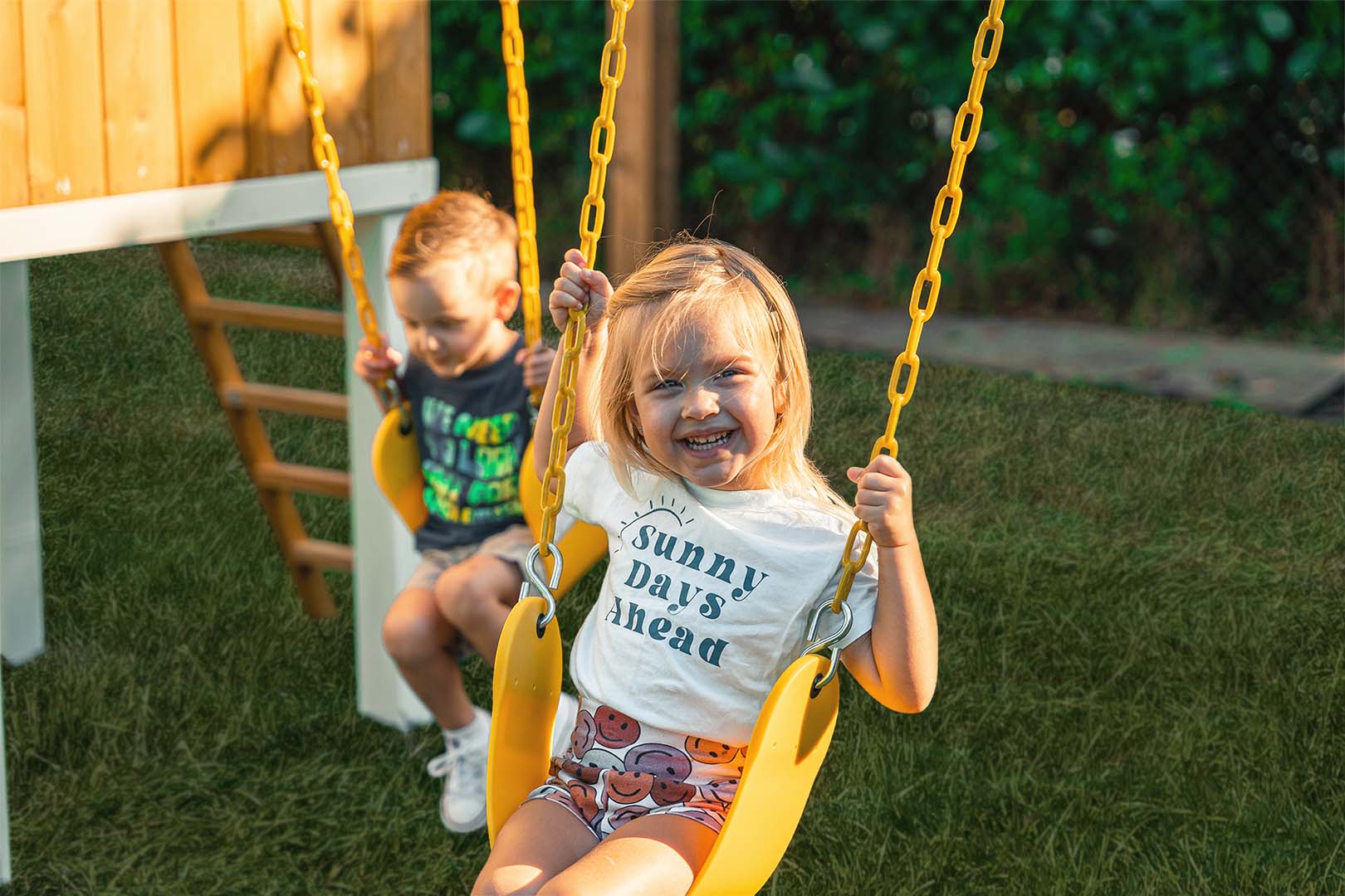 Forest - Modern Backyard Outdoor Swing Set 2 Swings And Trapeze Bar - Image 5