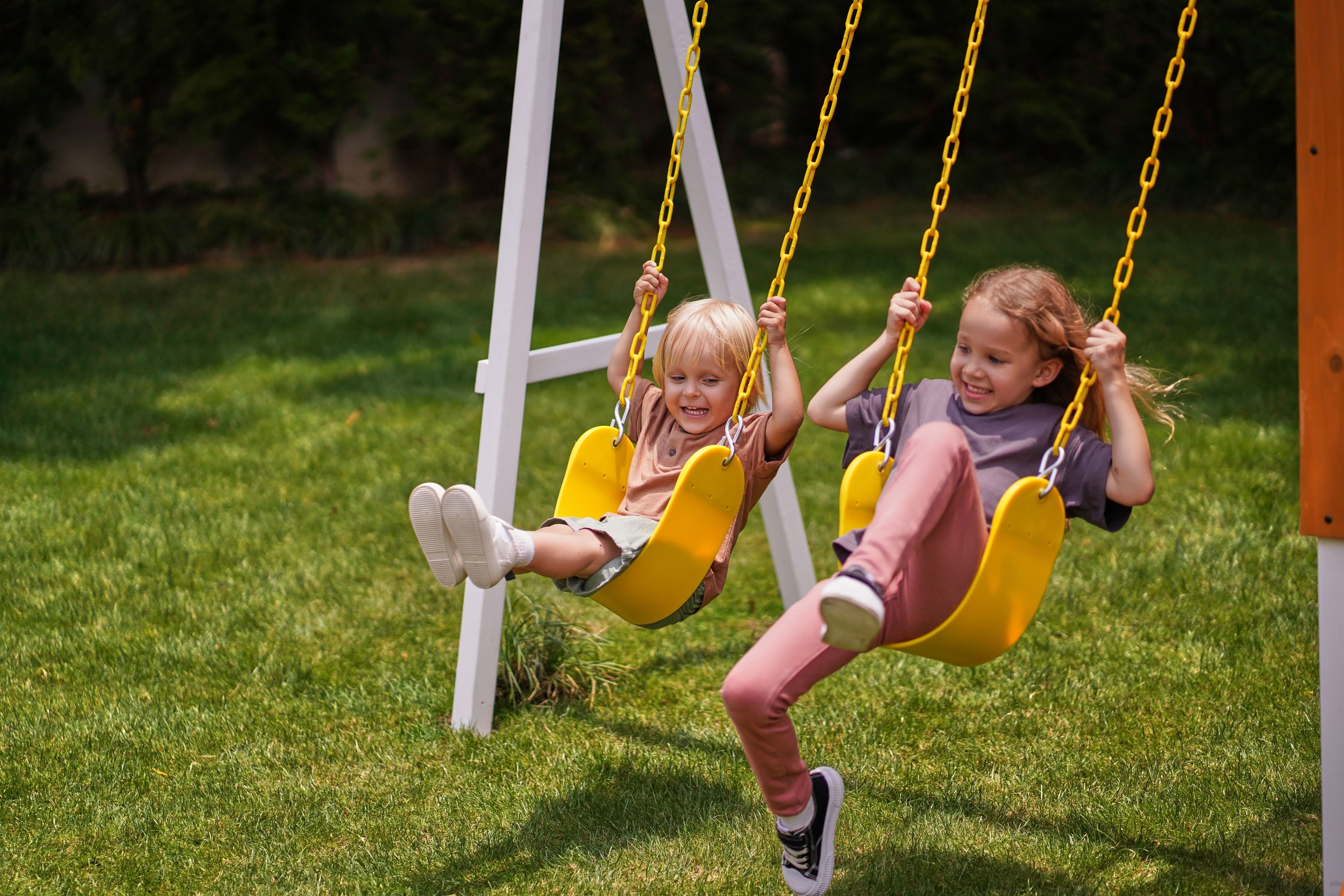 Forest Small Outdoor Toddler Swing Set | Compact Wooden Swing Frame for Babies & Kids - Image 9