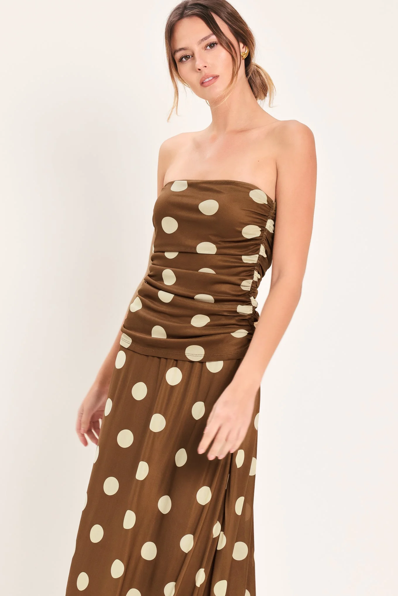 French Girl Polka Dot Power Mesh Tube Top - Image 5