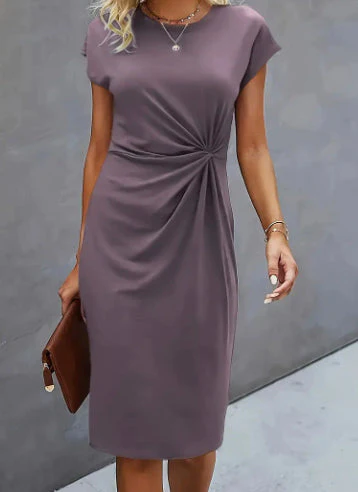 Front Knot Bodycon Midi Dress – Round Neck Sleeveless Tie Dress - Image 13