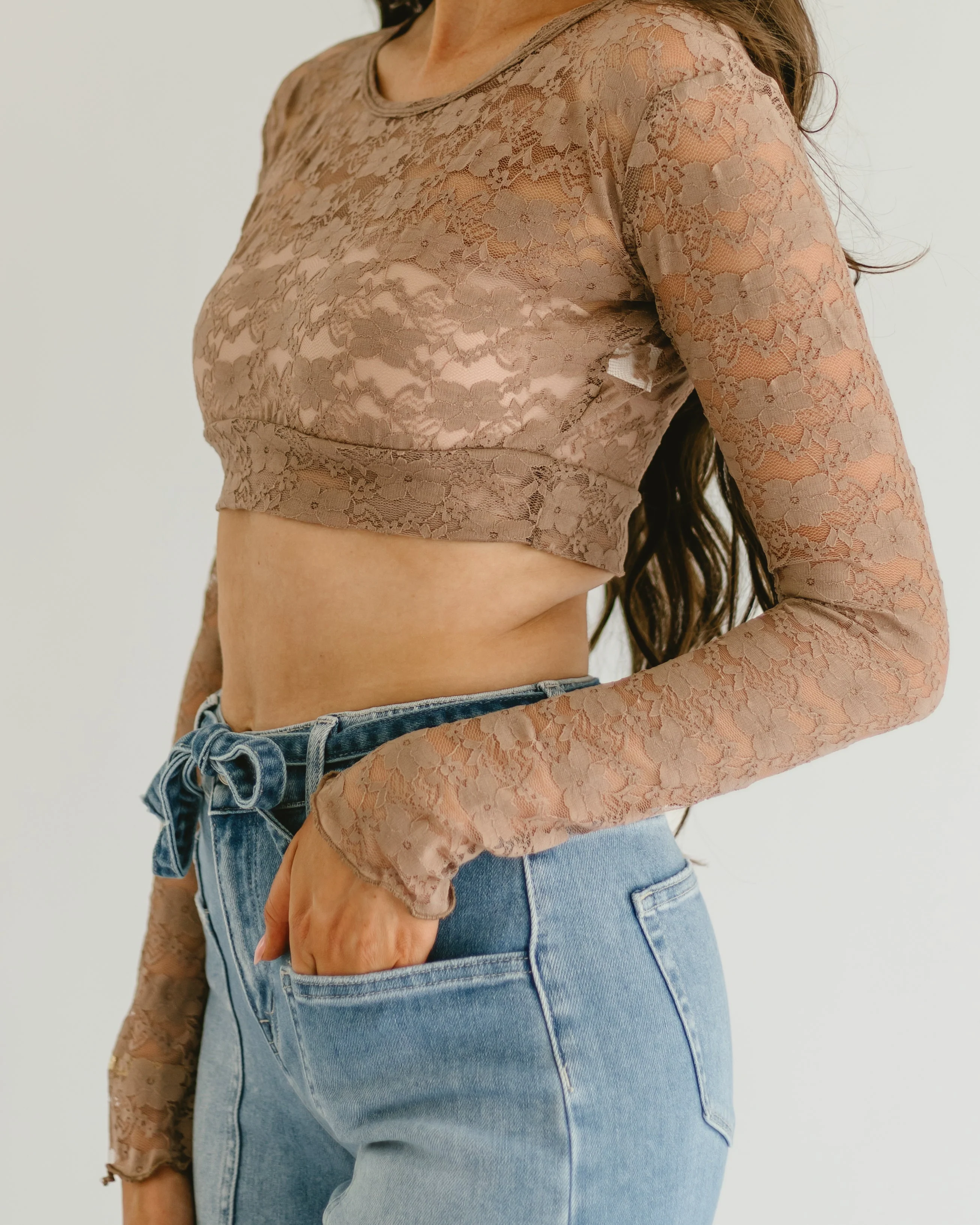 Full Lace Long-Sleeved Halftee - Image 16