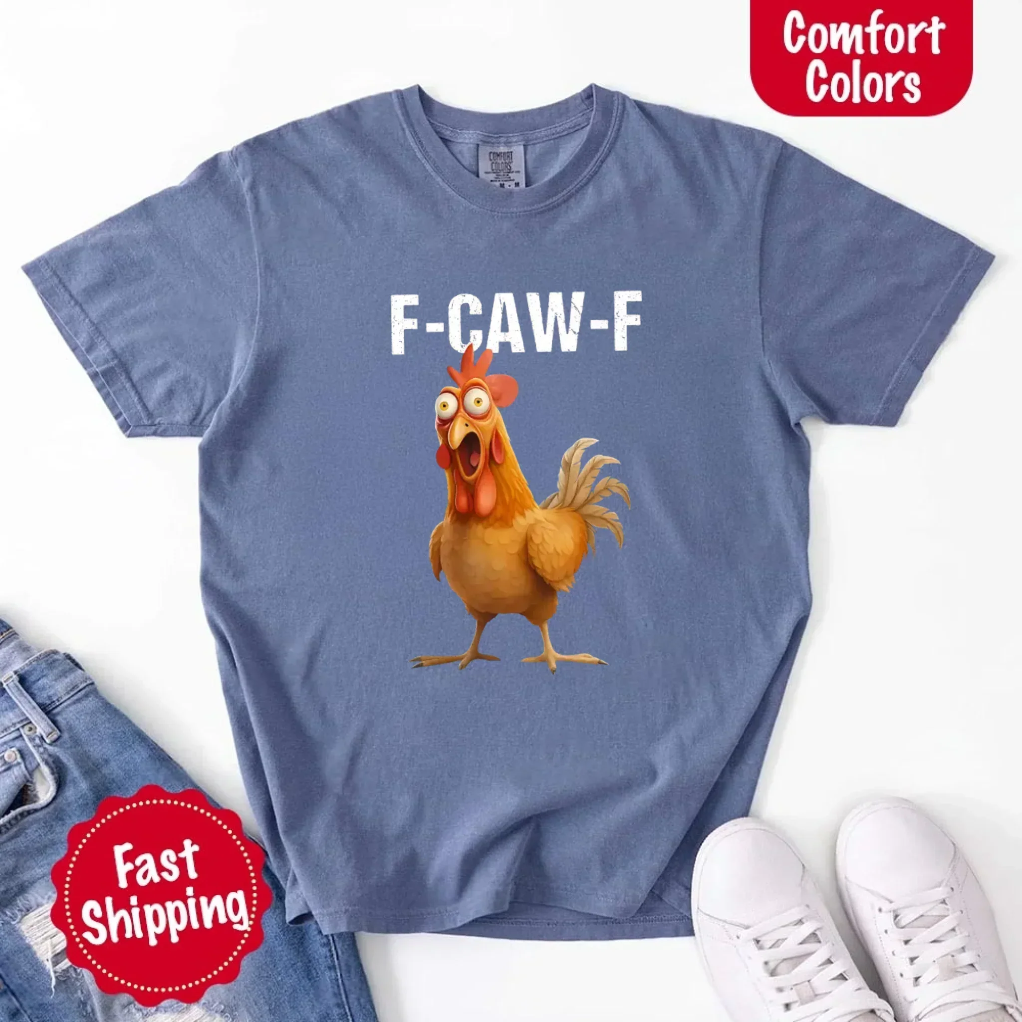 Funny F-Caw-F Rooster Comfort Colors T-shirt - Image 11