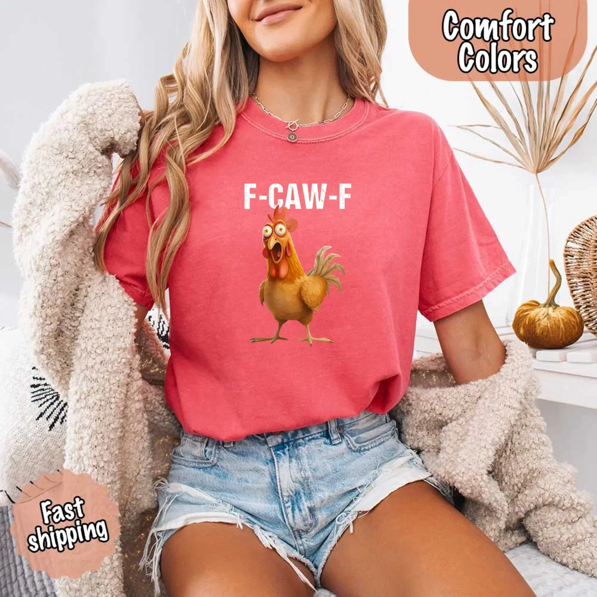 Funny F-Caw-F Rooster Comfort Colors T-shirt - Image 12