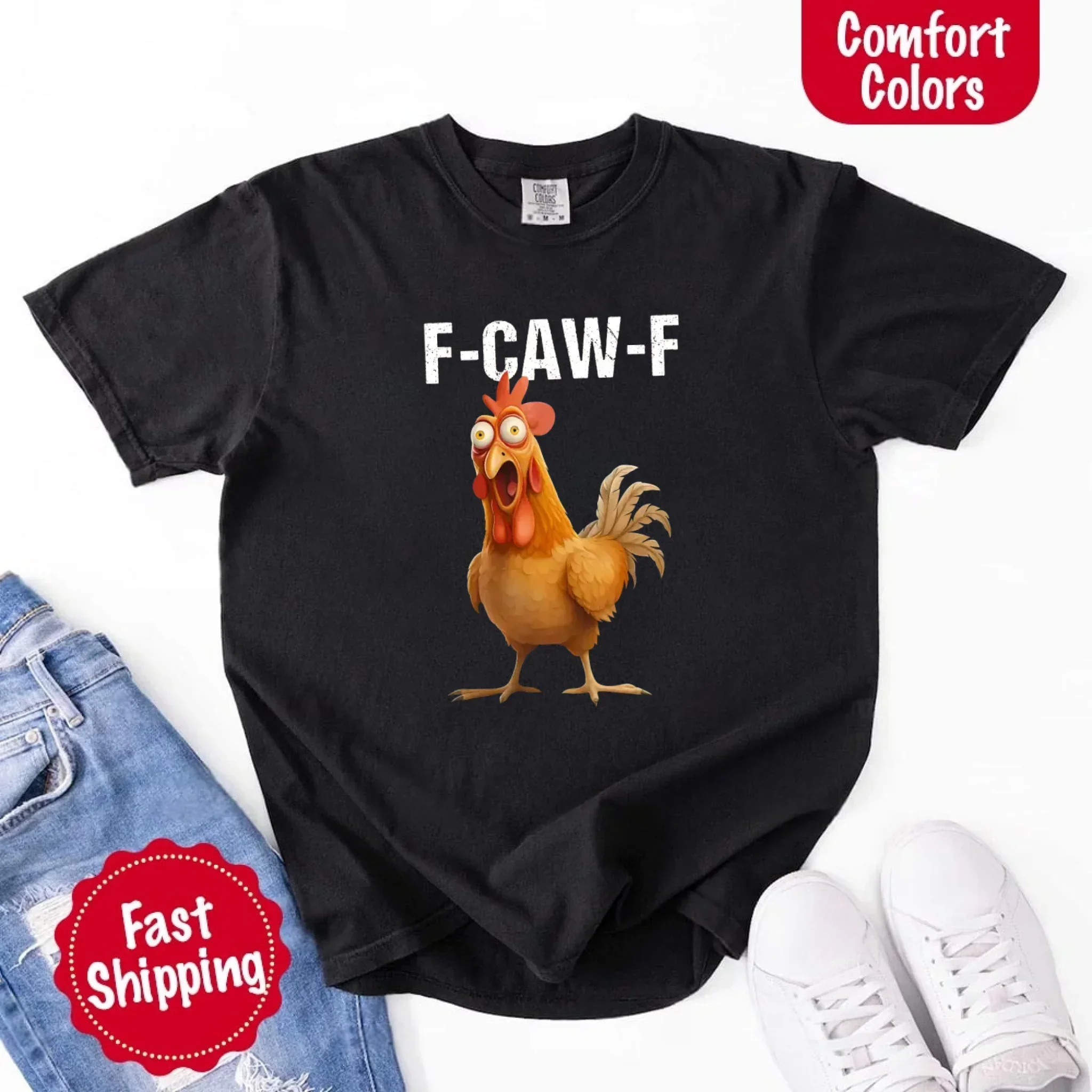 Funny F-Caw-F Rooster Comfort Colors T-shirt - Image 15