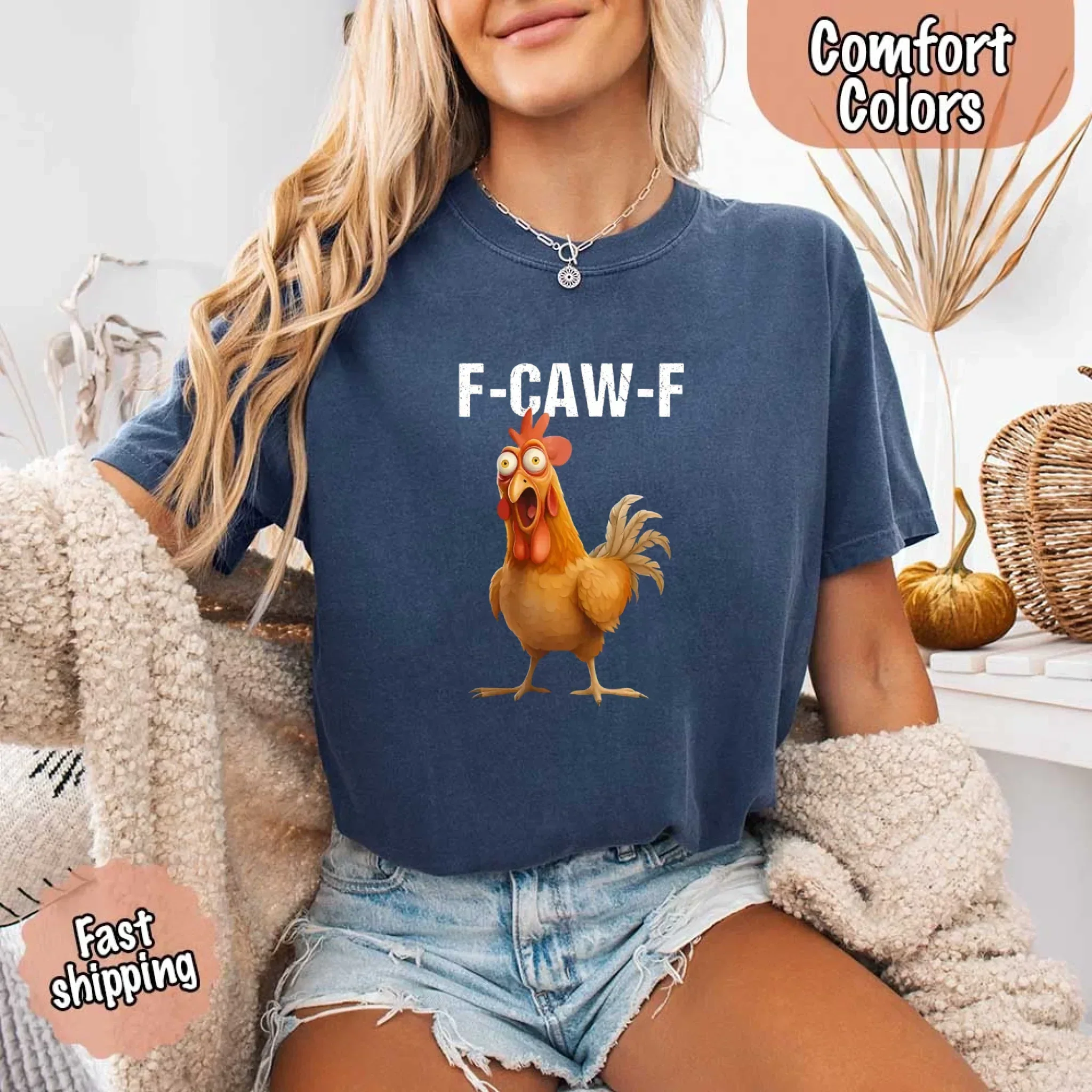 Funny F-Caw-F Rooster Comfort Colors T-shirt - Image 18