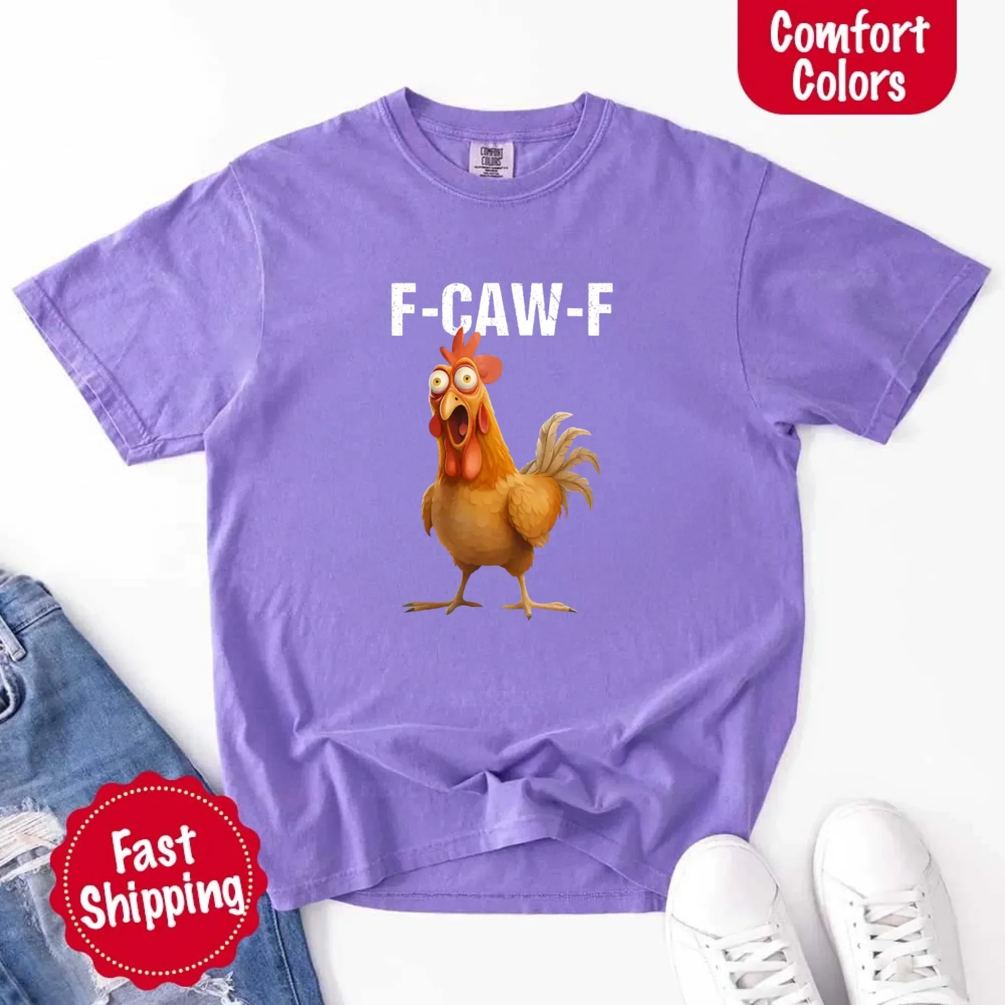 Funny F-Caw-F Rooster Comfort Colors T-shirt - Image 22