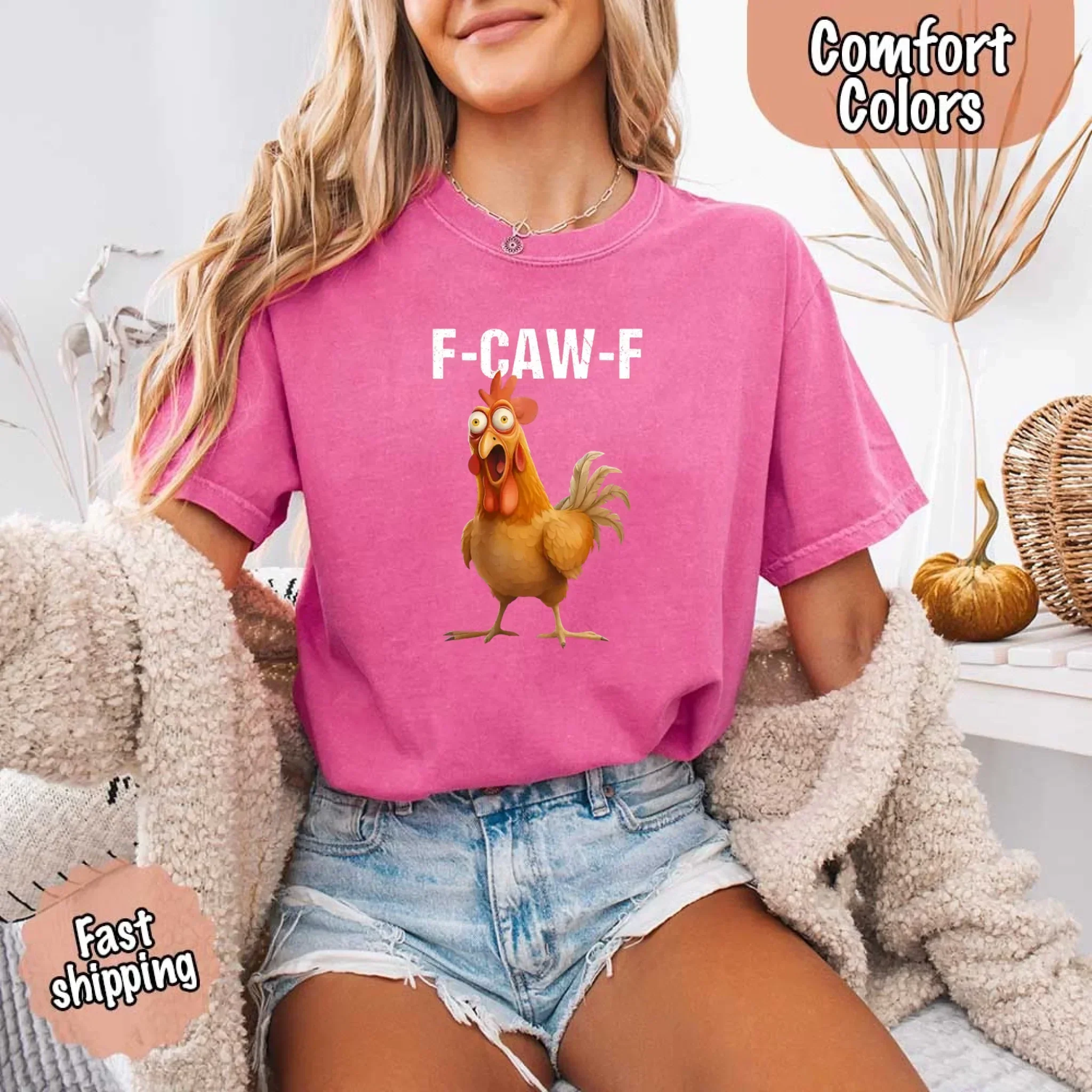 Funny F-Caw-F Rooster Comfort Colors T-shirt - Image 25