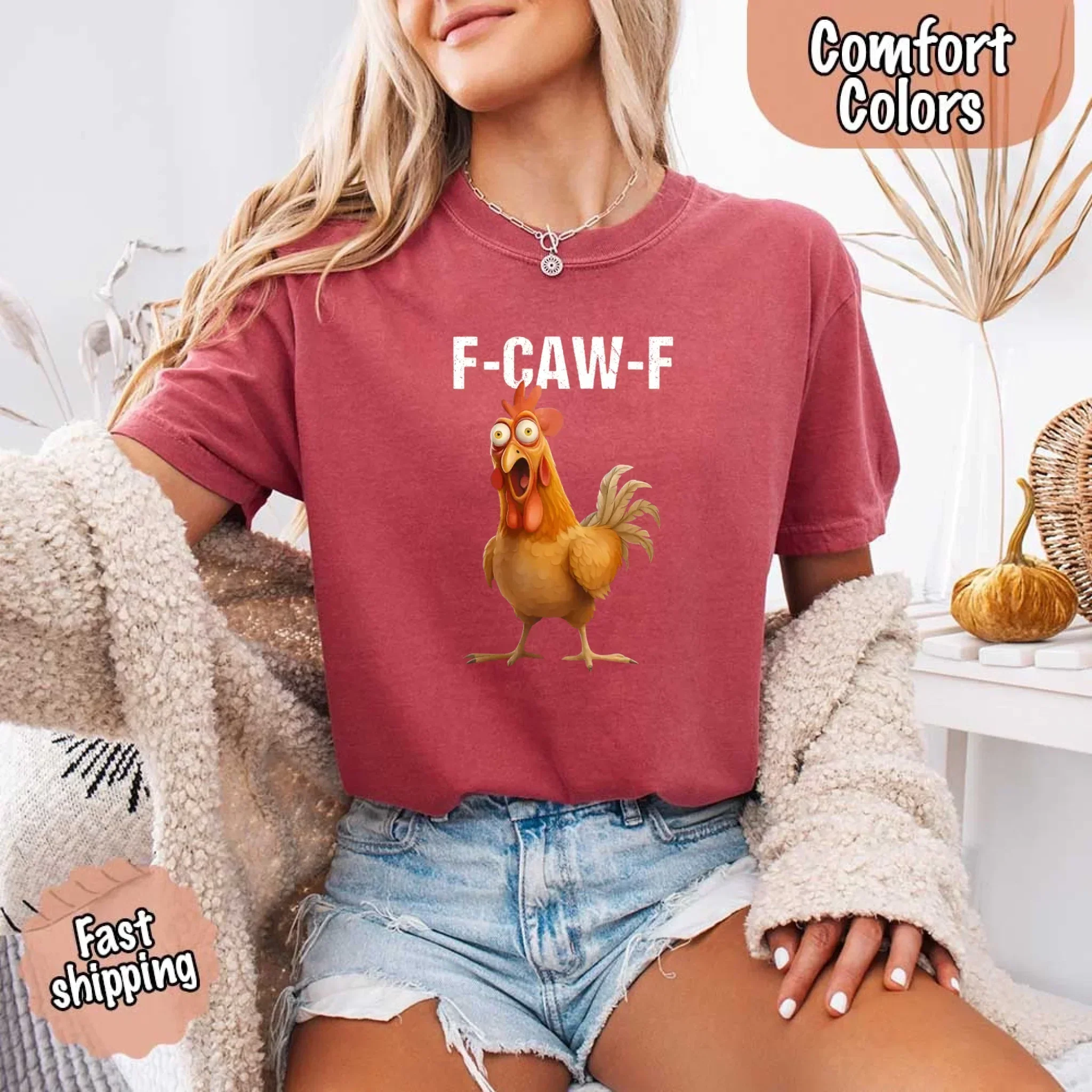 Funny F-Caw-F Rooster Comfort Colors T-shirt - Image 27