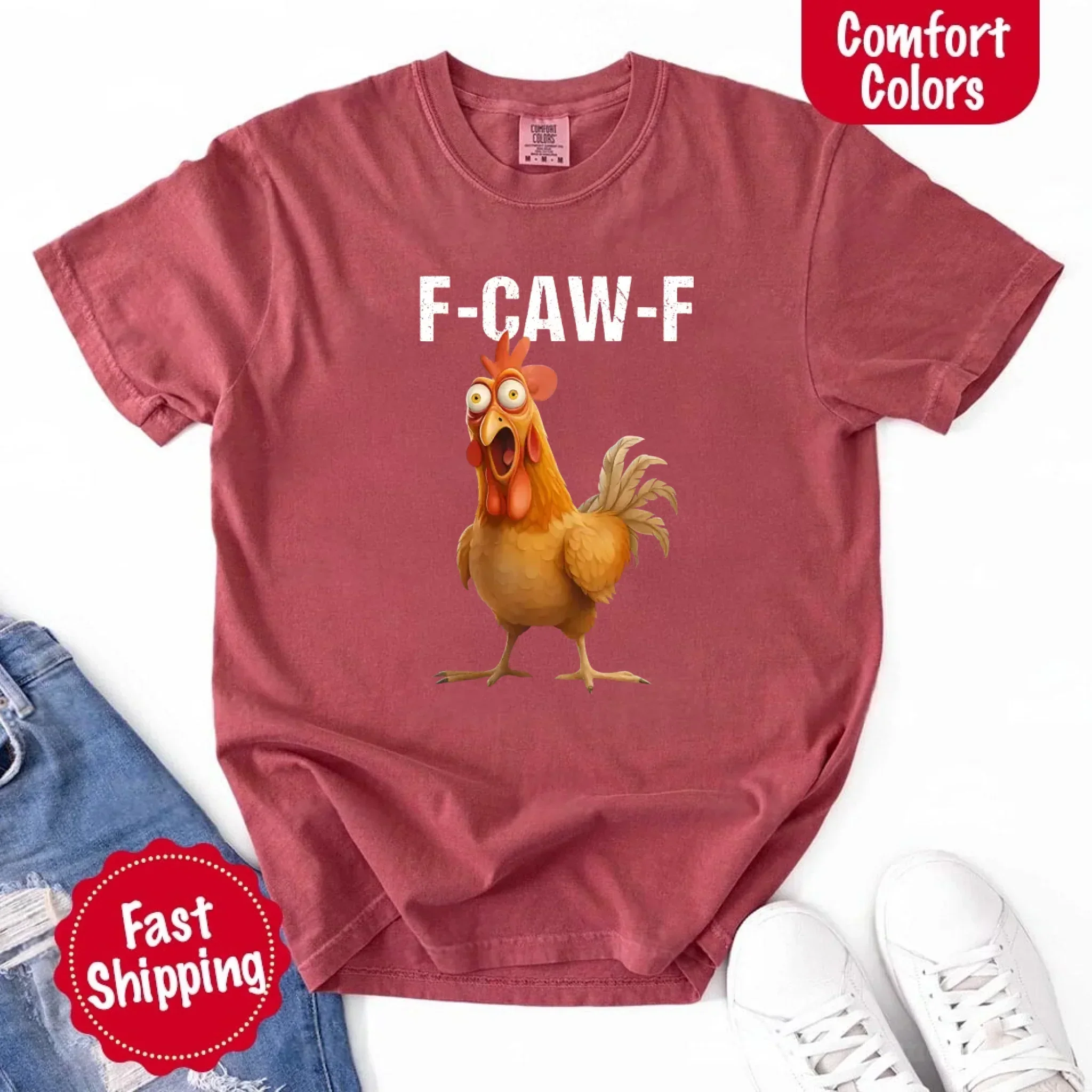 Funny F-Caw-F Rooster Comfort Colors T-shirt - Image 28