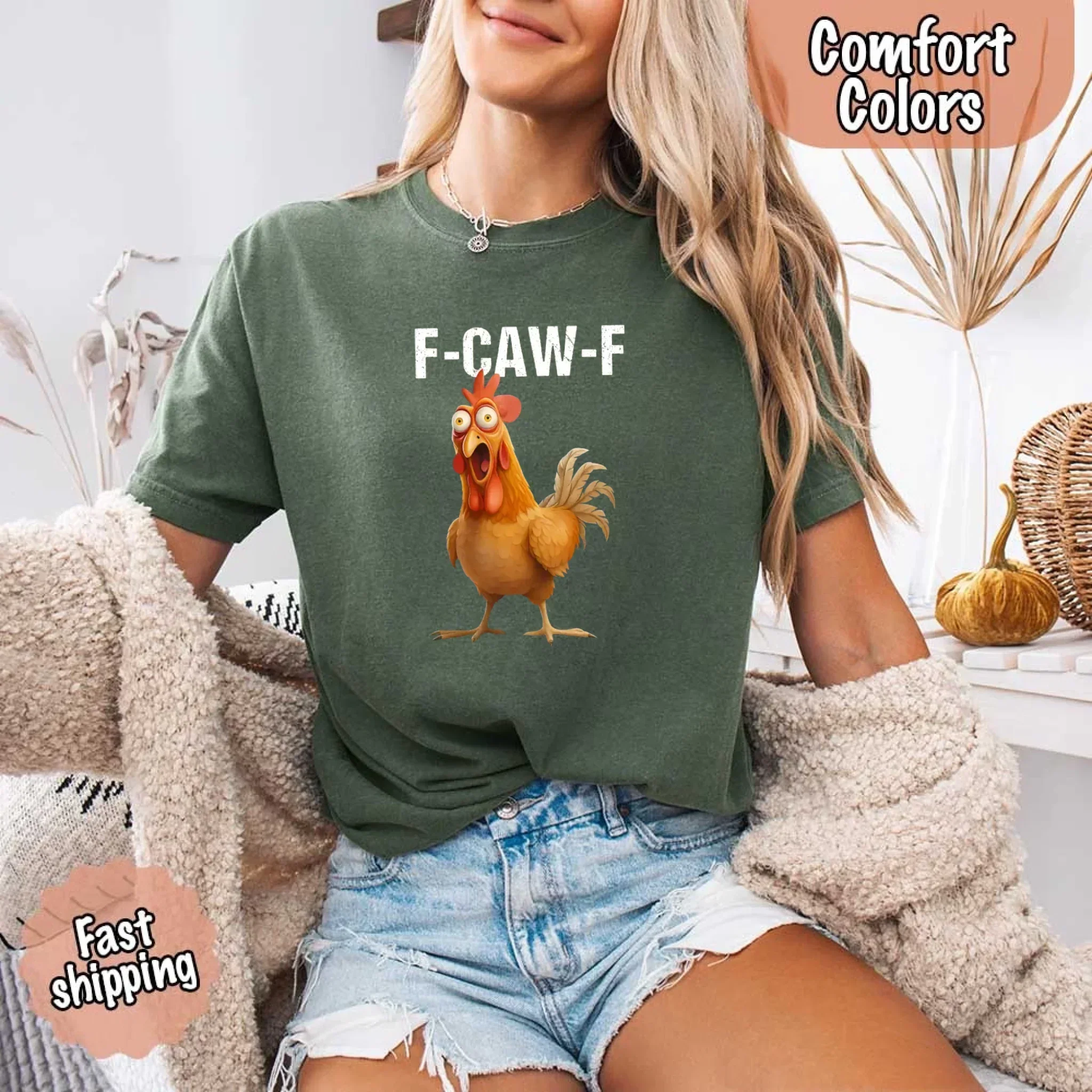 Funny F-Caw-F Rooster Comfort Colors T-shirt - Image 5